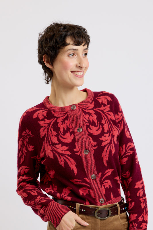 CARDIGAN JACQUARD BORDEAUX