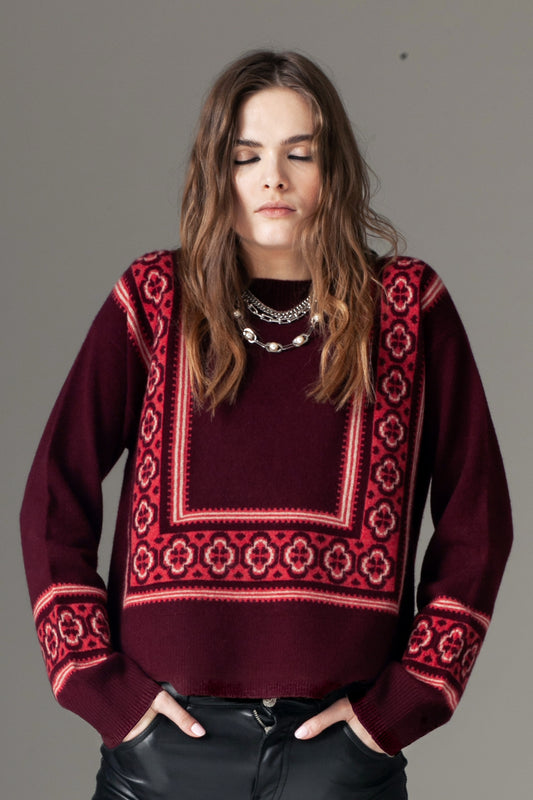 PULL TYROLIEN BORDEAUX