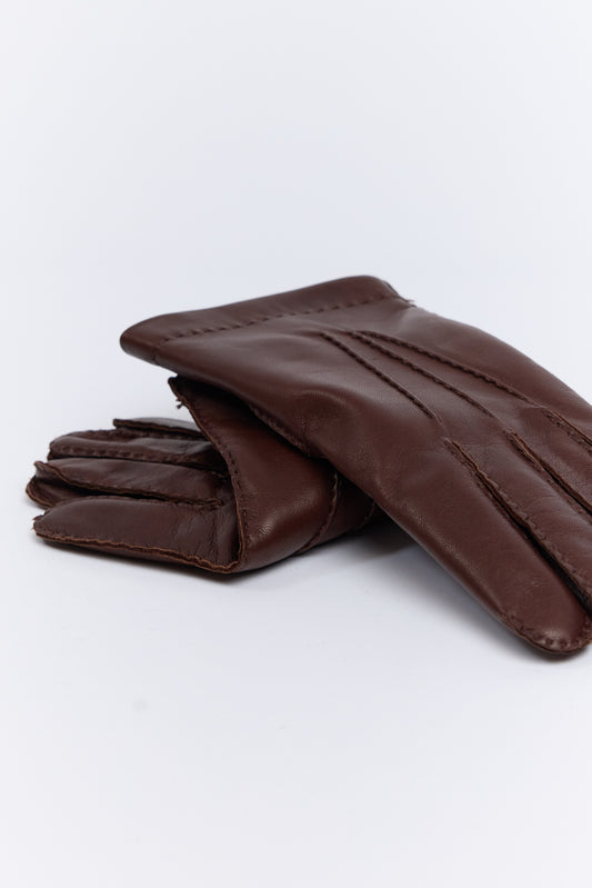 DOUBLE SIDED CASHMERE GLOVES BROWN