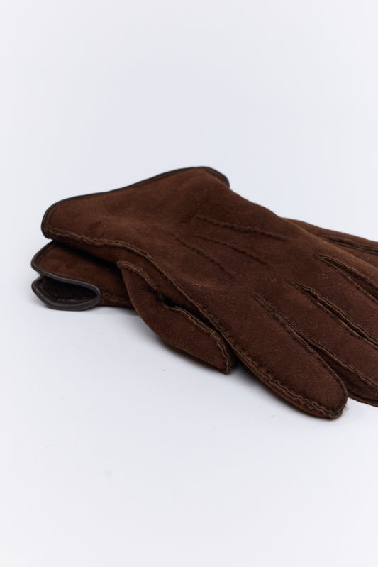 SHEEP LEATHER GLOVES DARK BROWN