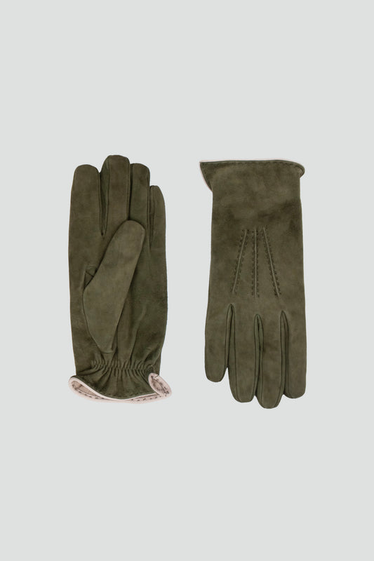 LEATHER GLOVES KHAKI+MUSHROOM