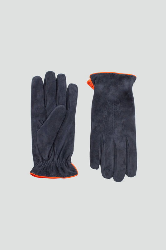 LEATHER GLOVES NAVY+ORANGE