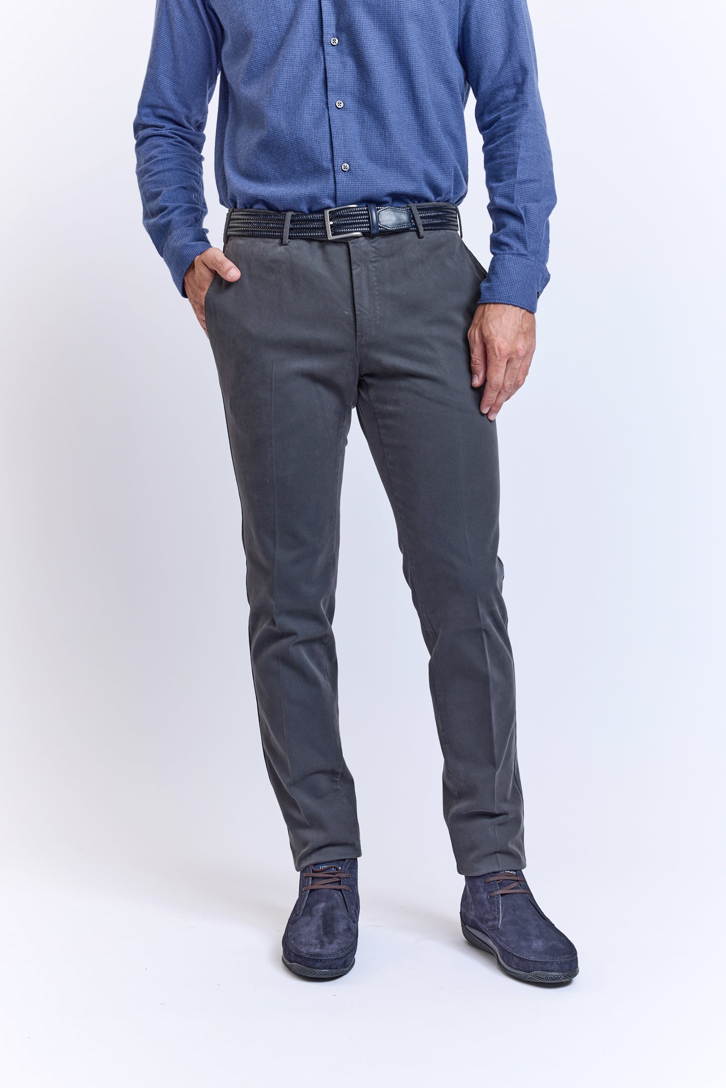 SUPER SLIM GABARDINE PANTS GRAY ANTHRACITE