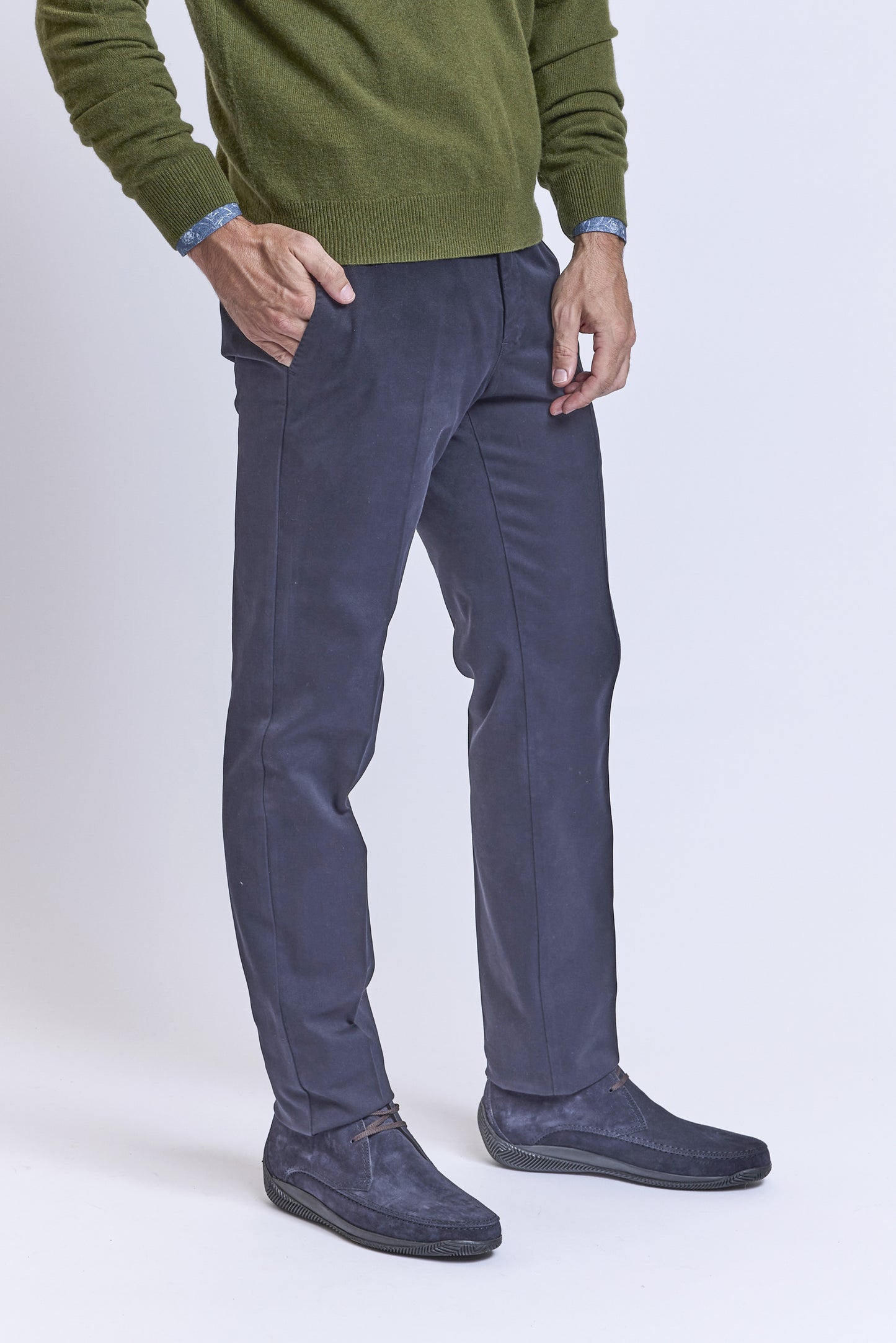 PANTALON SLIM GABARDINE MARINE