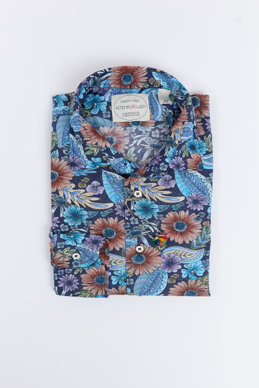 CHEMISE FLEURS MARINE