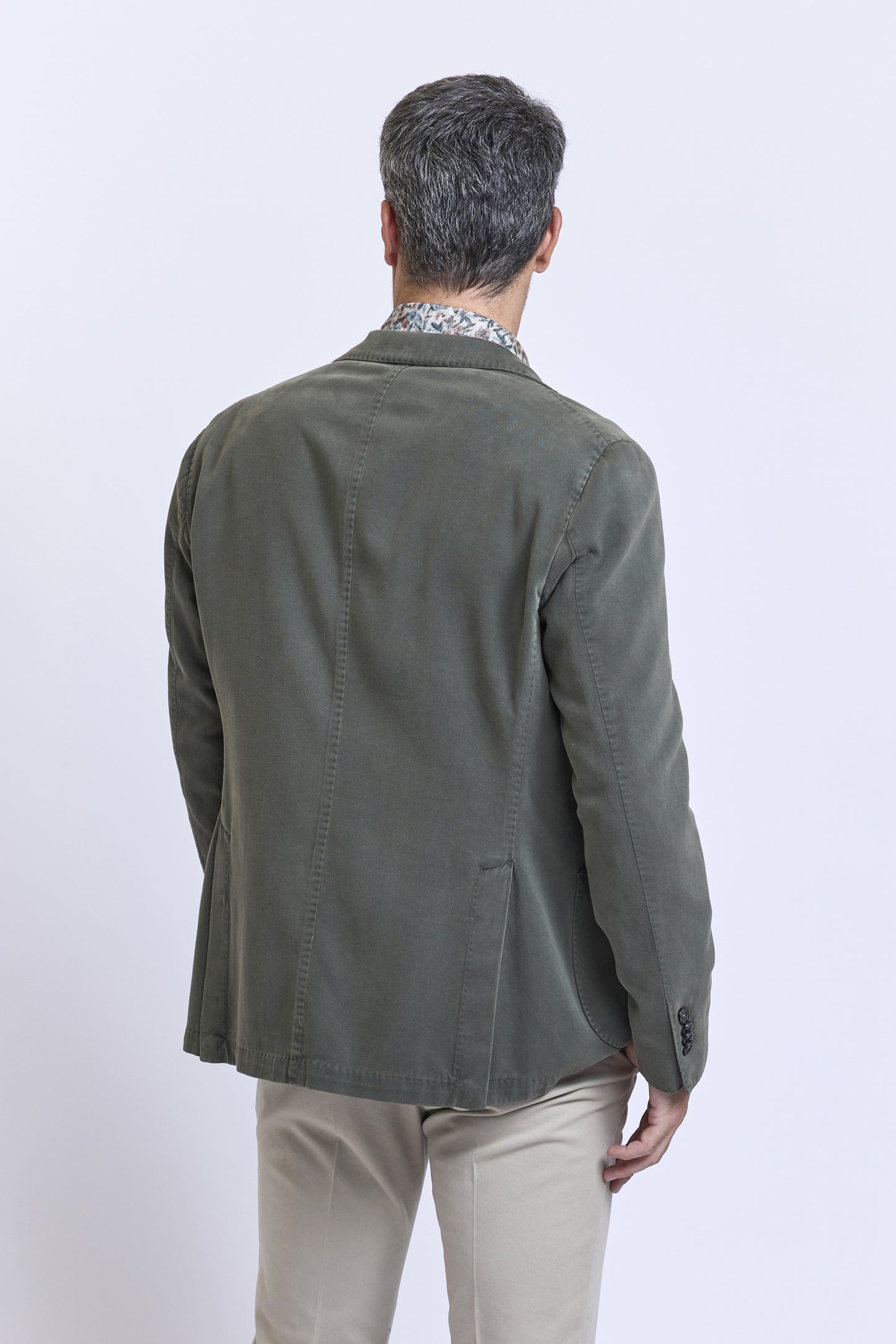 COTTON X CASHMERE JACKET GREEN-GRAY