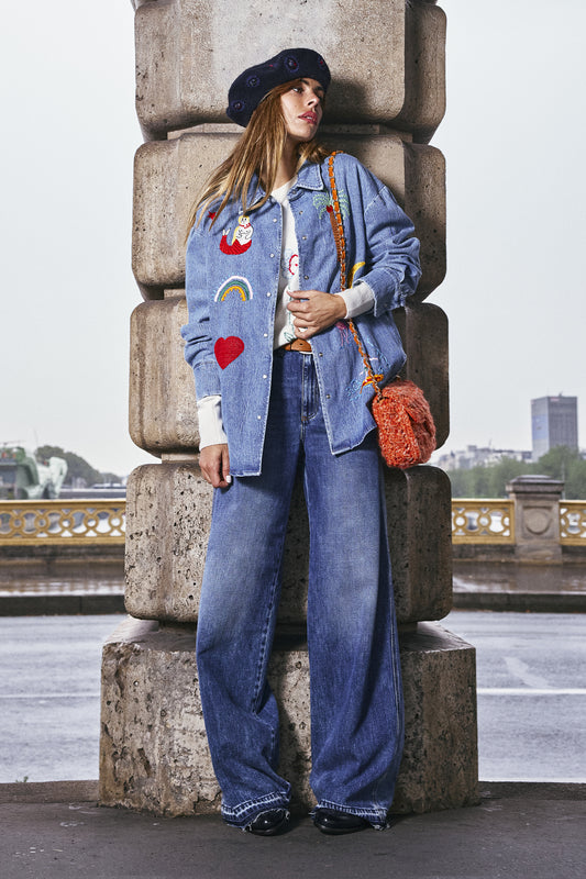 CHEMISE EN JEAN BRODÉE BLEUE