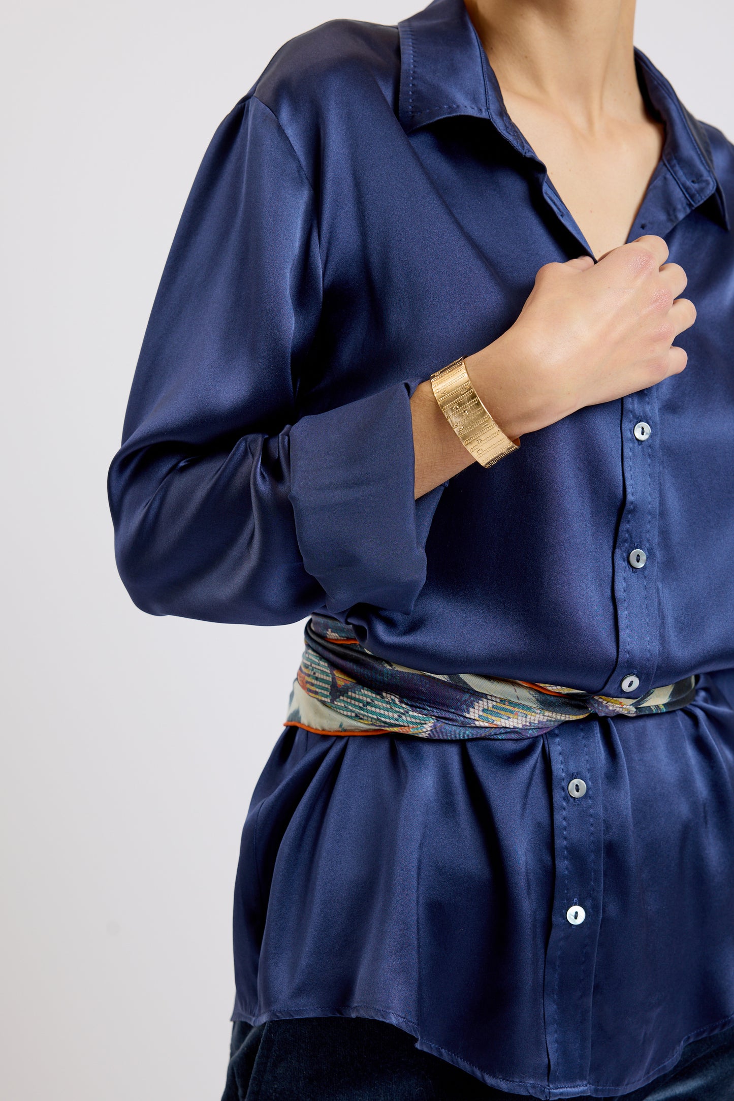 SILK SHIRT navy