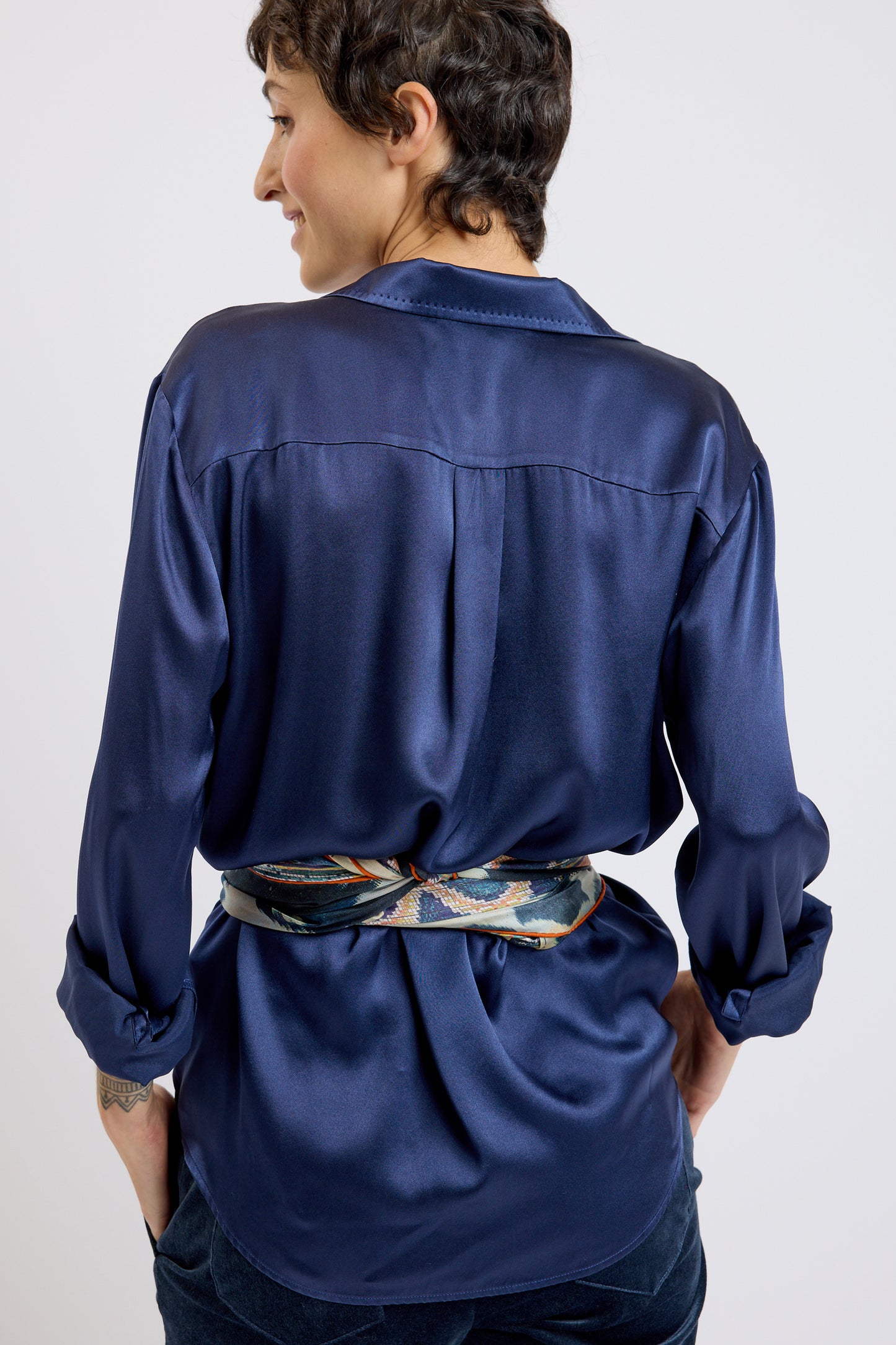 SILK SHIRT navy