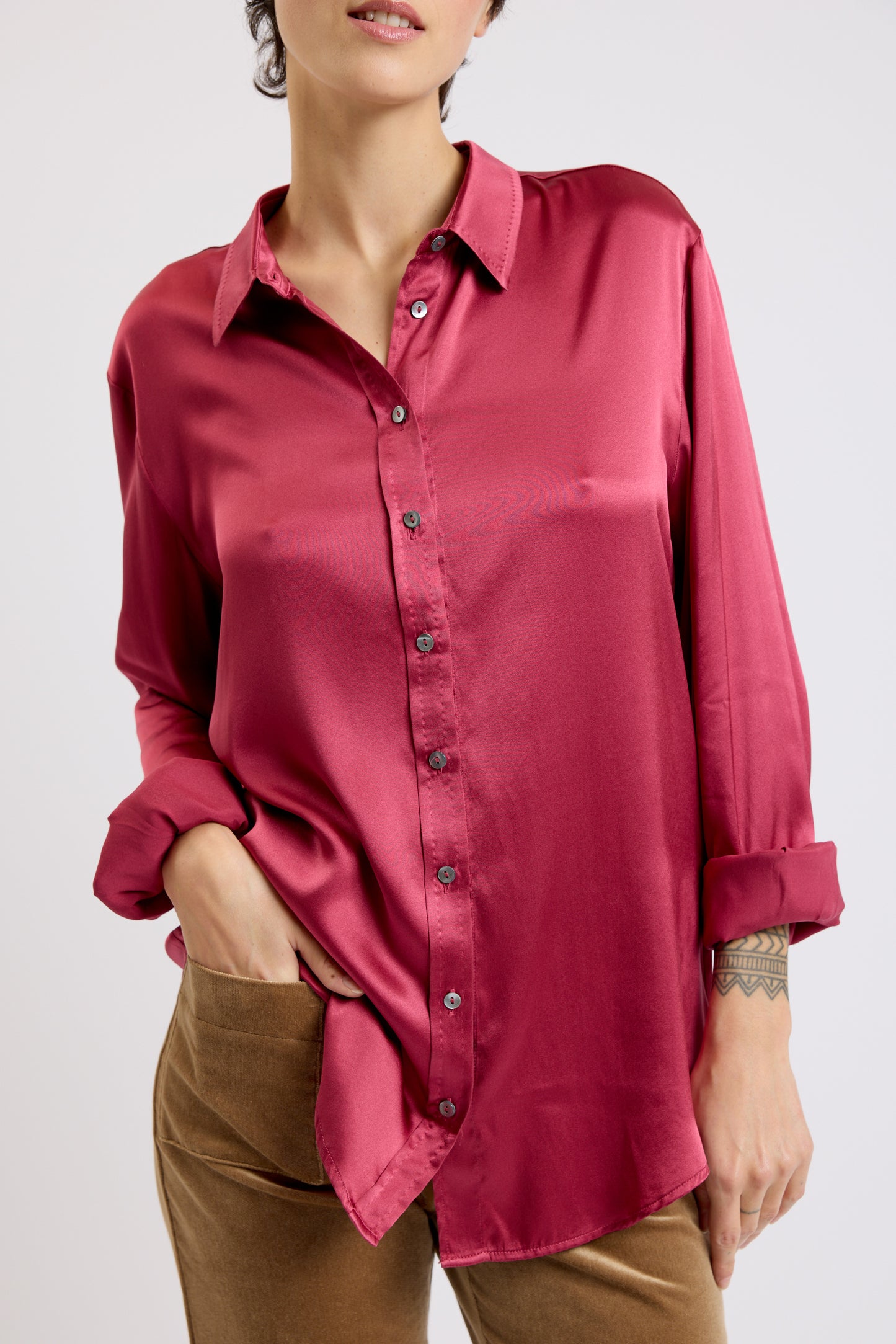 SILK SHIRT red