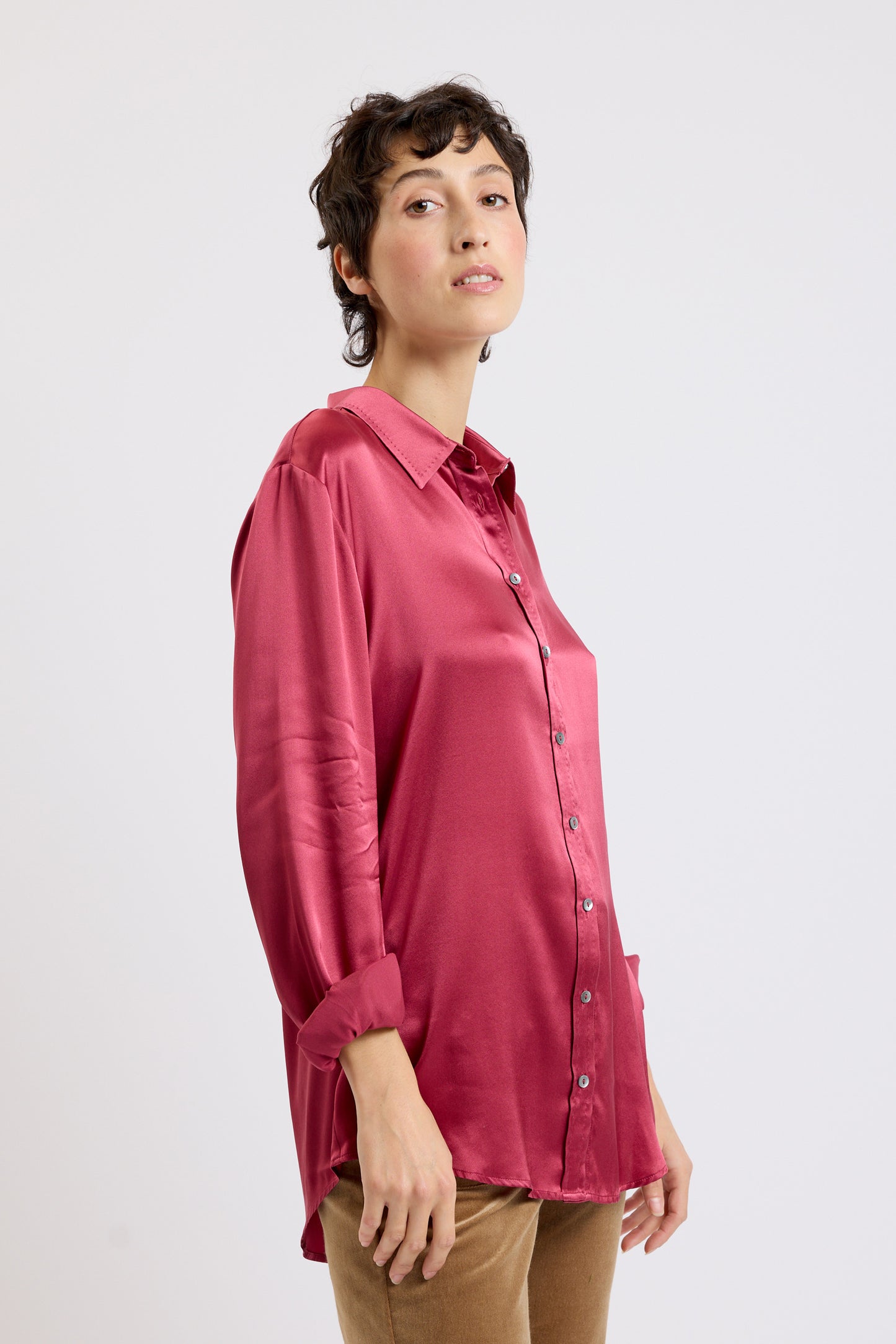 SILK SHIRT red