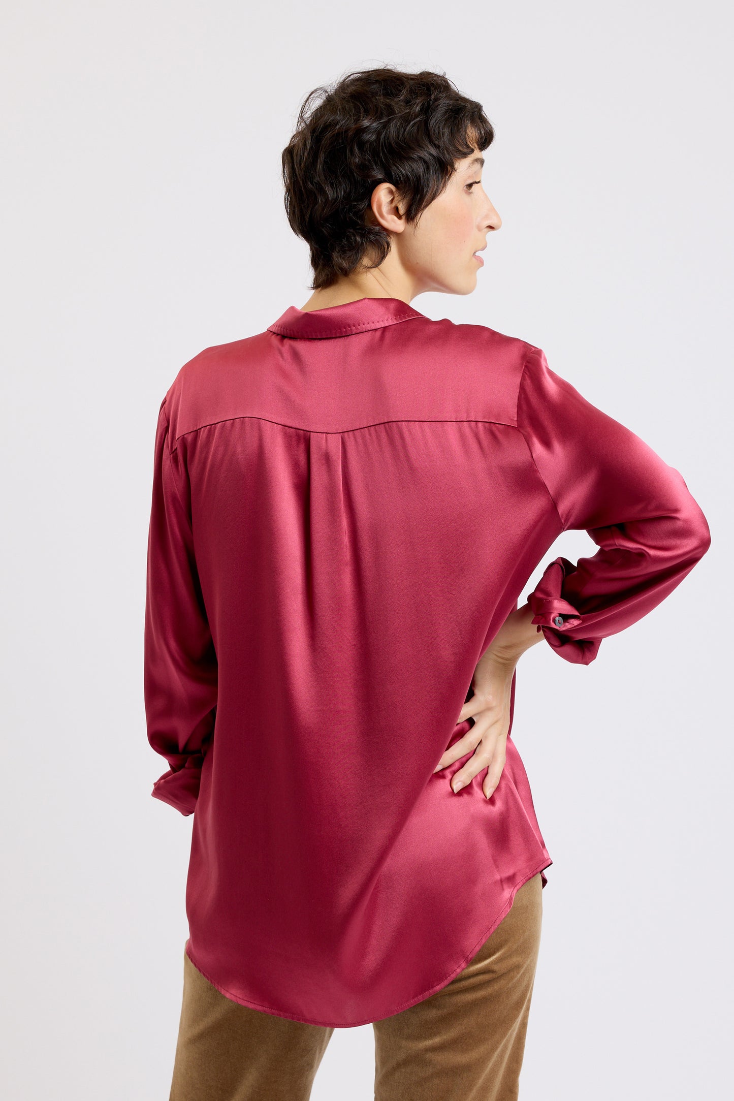 SILK SHIRT red