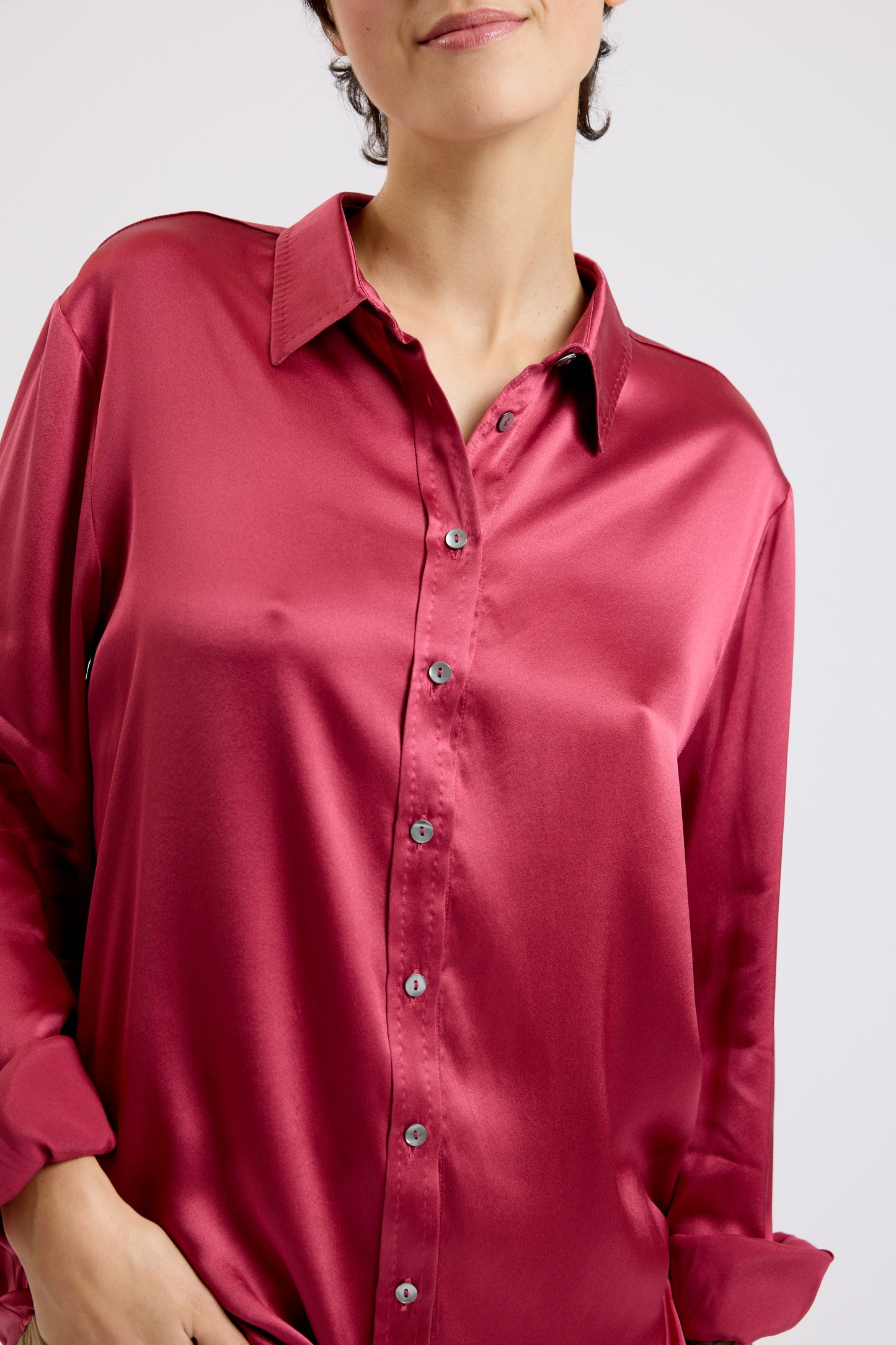 SILK SHIRT red