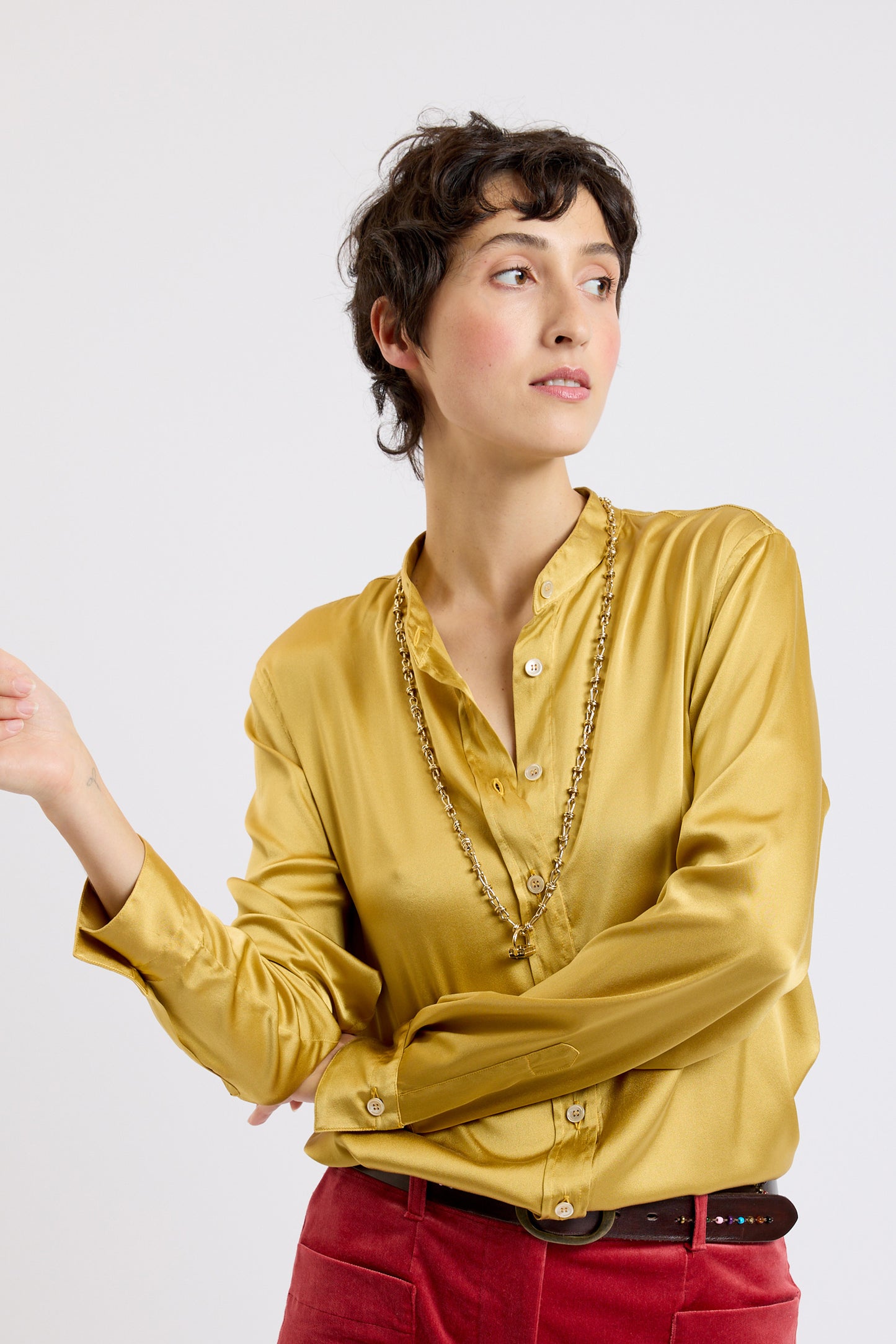 WASHED SILK SHIRT FAWN