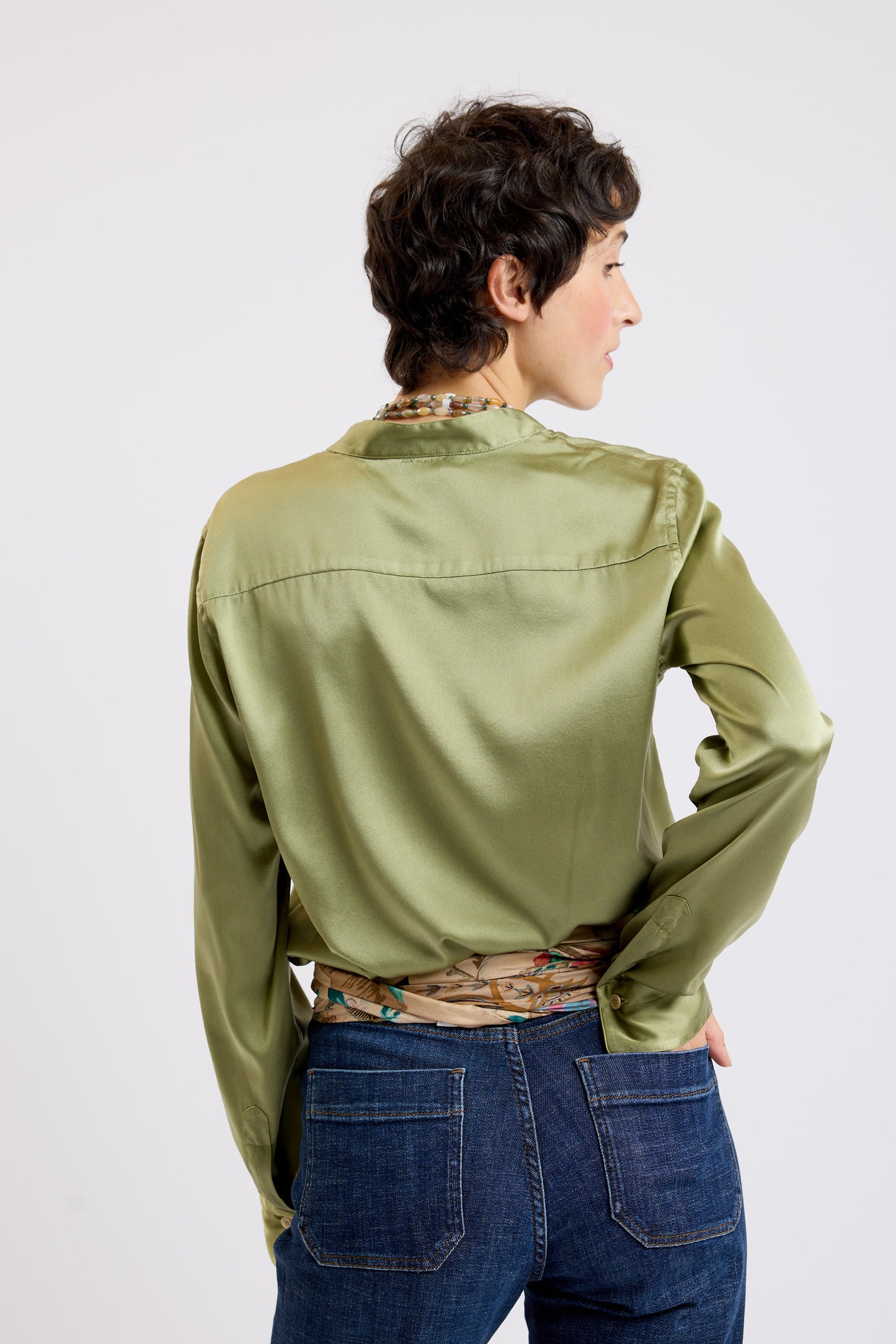 WASHED SILK SHIRT KHAKI