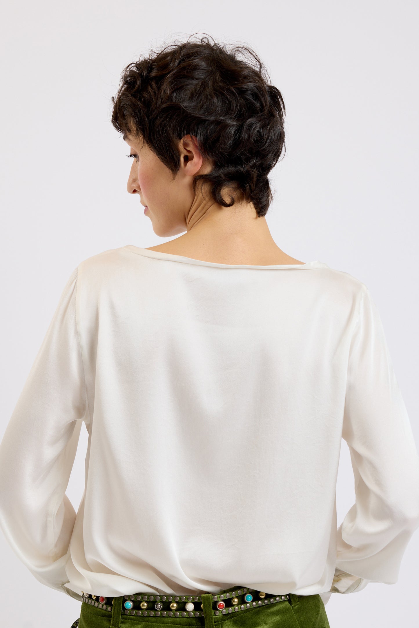 WASHED SILK T-SHIRT OFF-WHITE