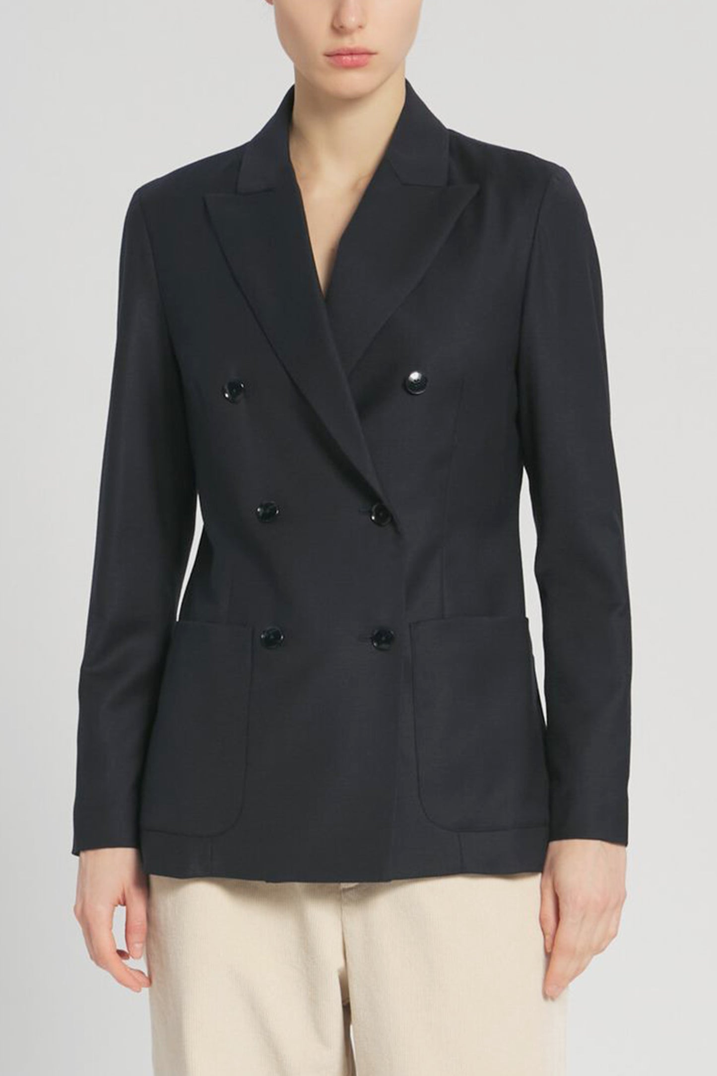 BLAZER CROISÉE EN FLANELLE MARINE