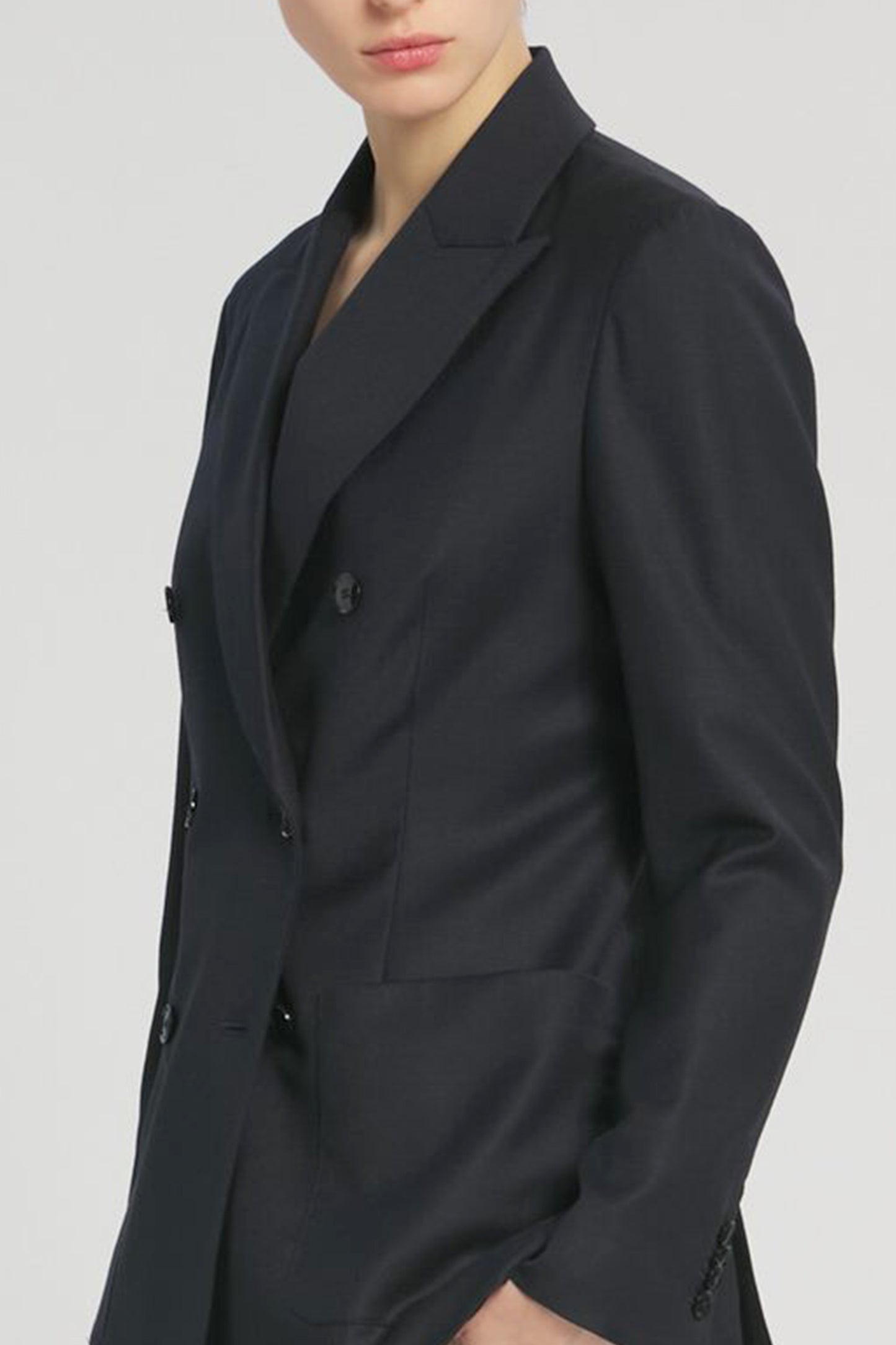 BLAZER CROISÉE EN FLANELLE MARINE