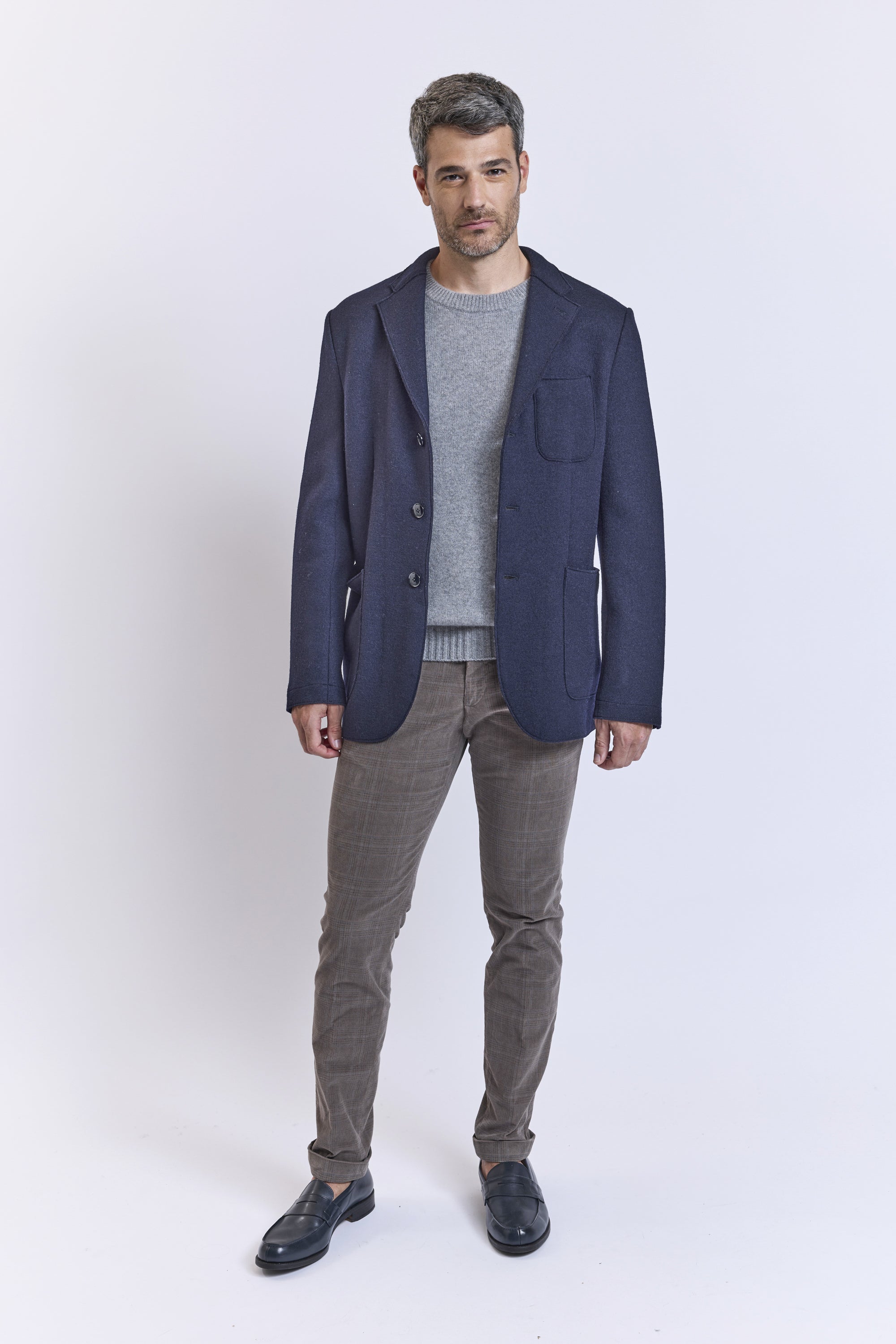 Navy boiled wool jacket online