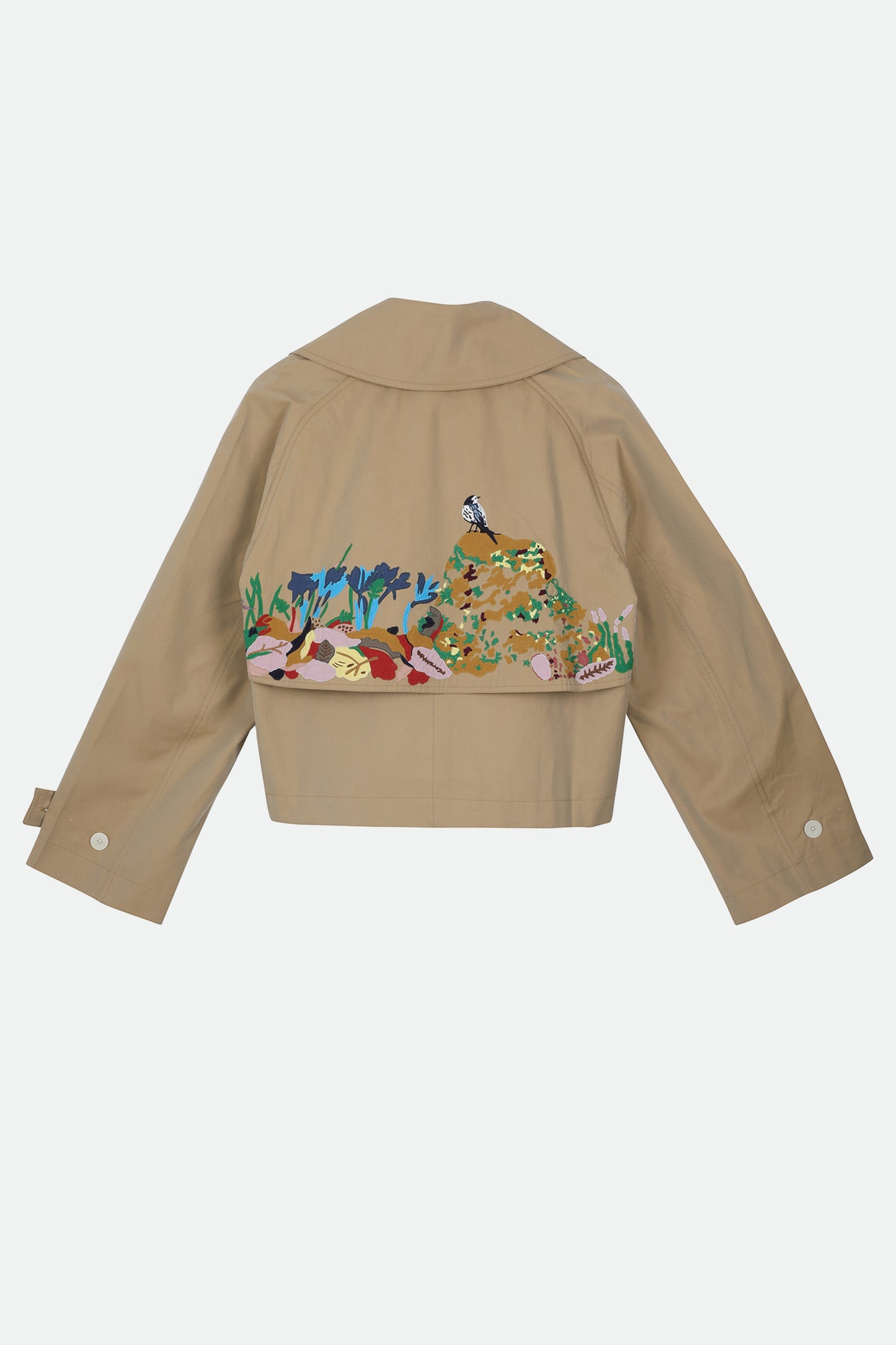 EMBROIDERED TRENCH COAT BEIGE