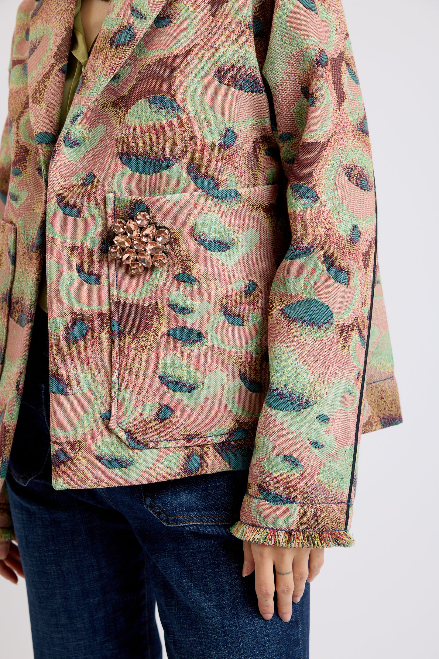 VESTE JACQUARD ROSE