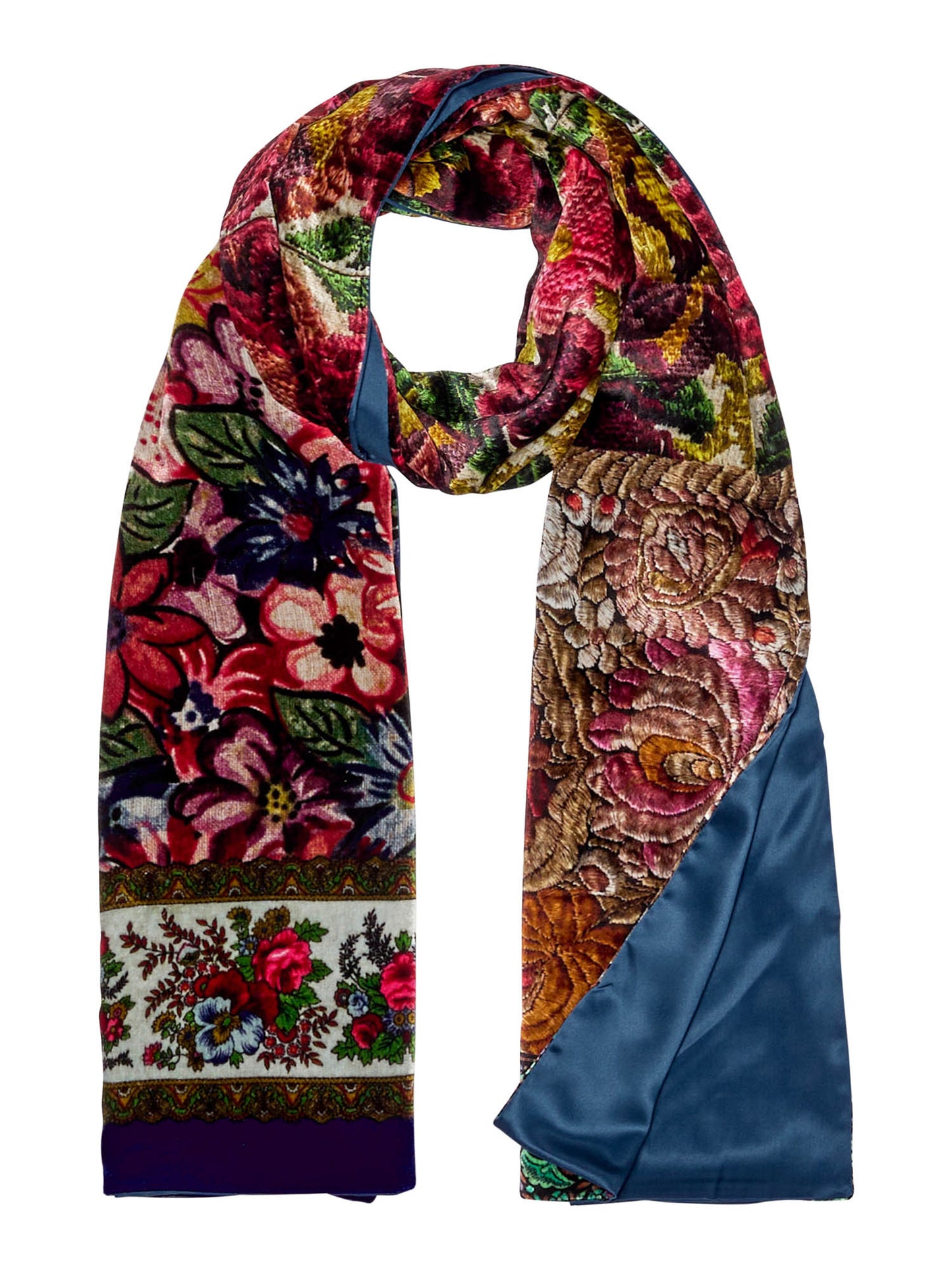 SILK SCARF + VELVET PANE FLOWERS