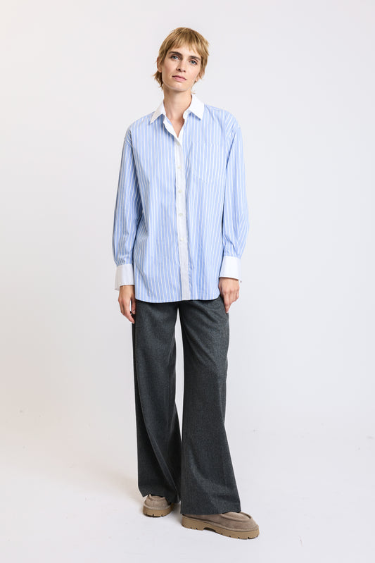 CHEMISE PATCH OVERSIZE BLEUE