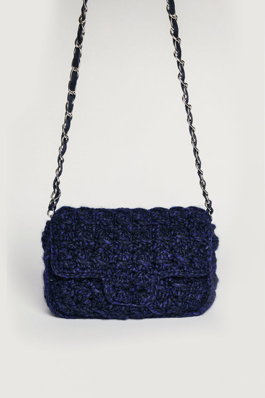 MEDIUM WOOL BAG NAVY MIX