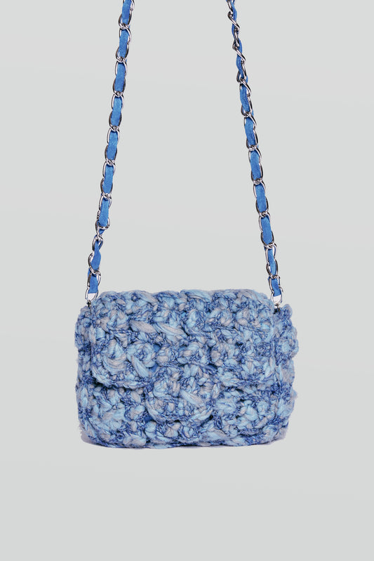 SQUARE WOOL BAG DENIM