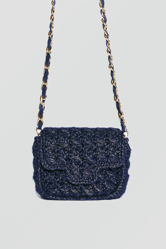 SQUARE WOOL BAG NAVY