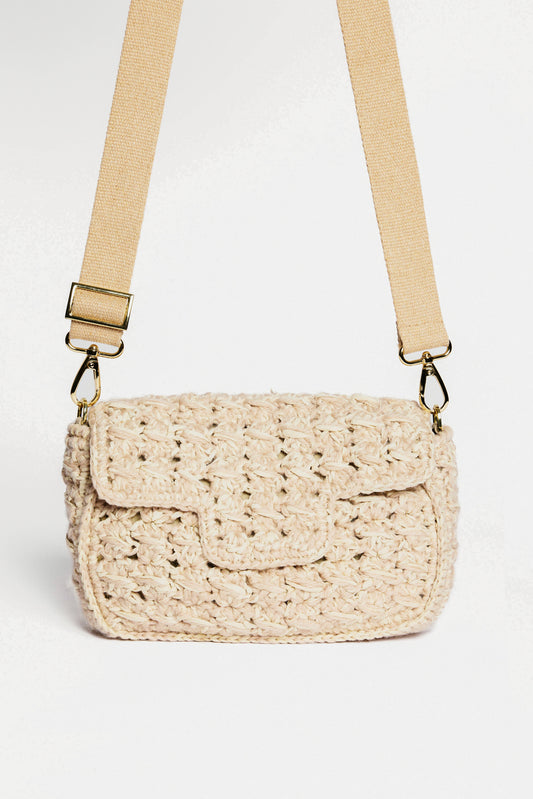 LARGE WOOL RAFFIA BAG BEIGE