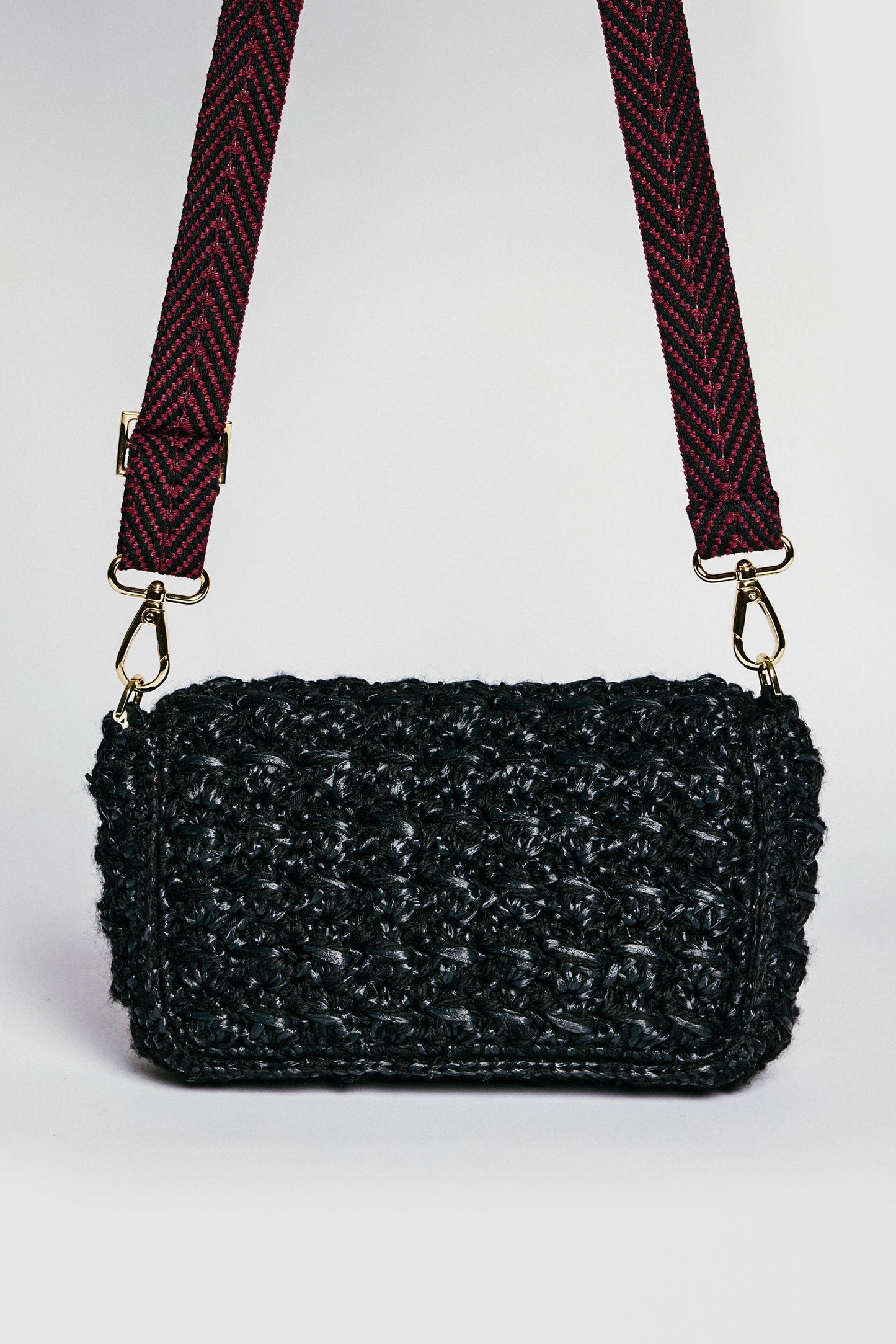 LARGE WOOL RAFFIA BAG BLACK