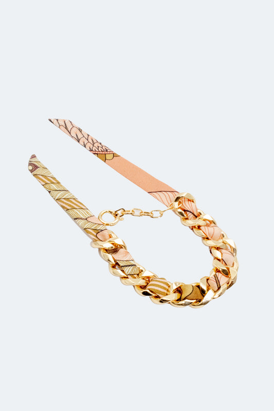 CHAIN & SILK BRACELET BEIGE