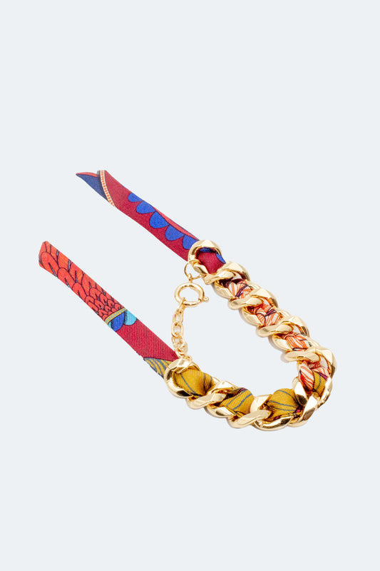 CHAIN & SILK BRACELET SAFFRON