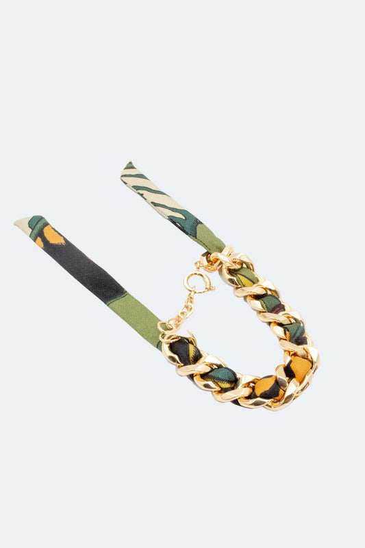 CHAIN & SILK BRACELET TIGER