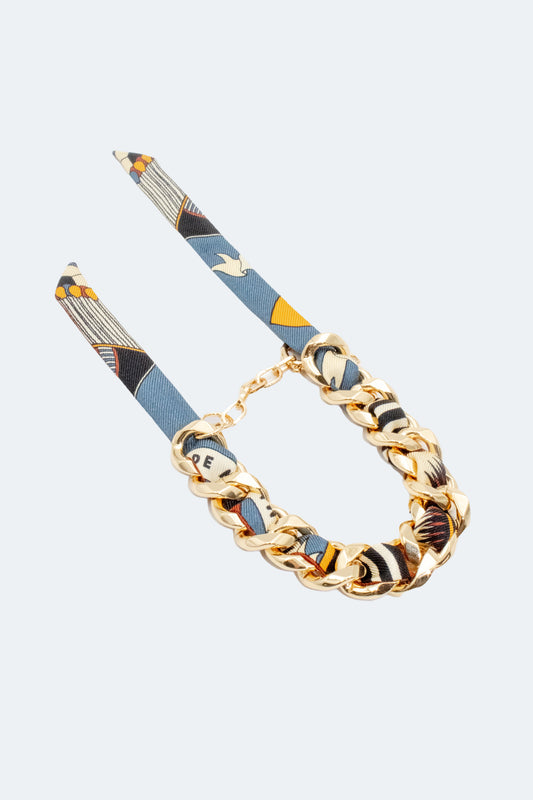 CHAIN & SILK BRACELET DENIM