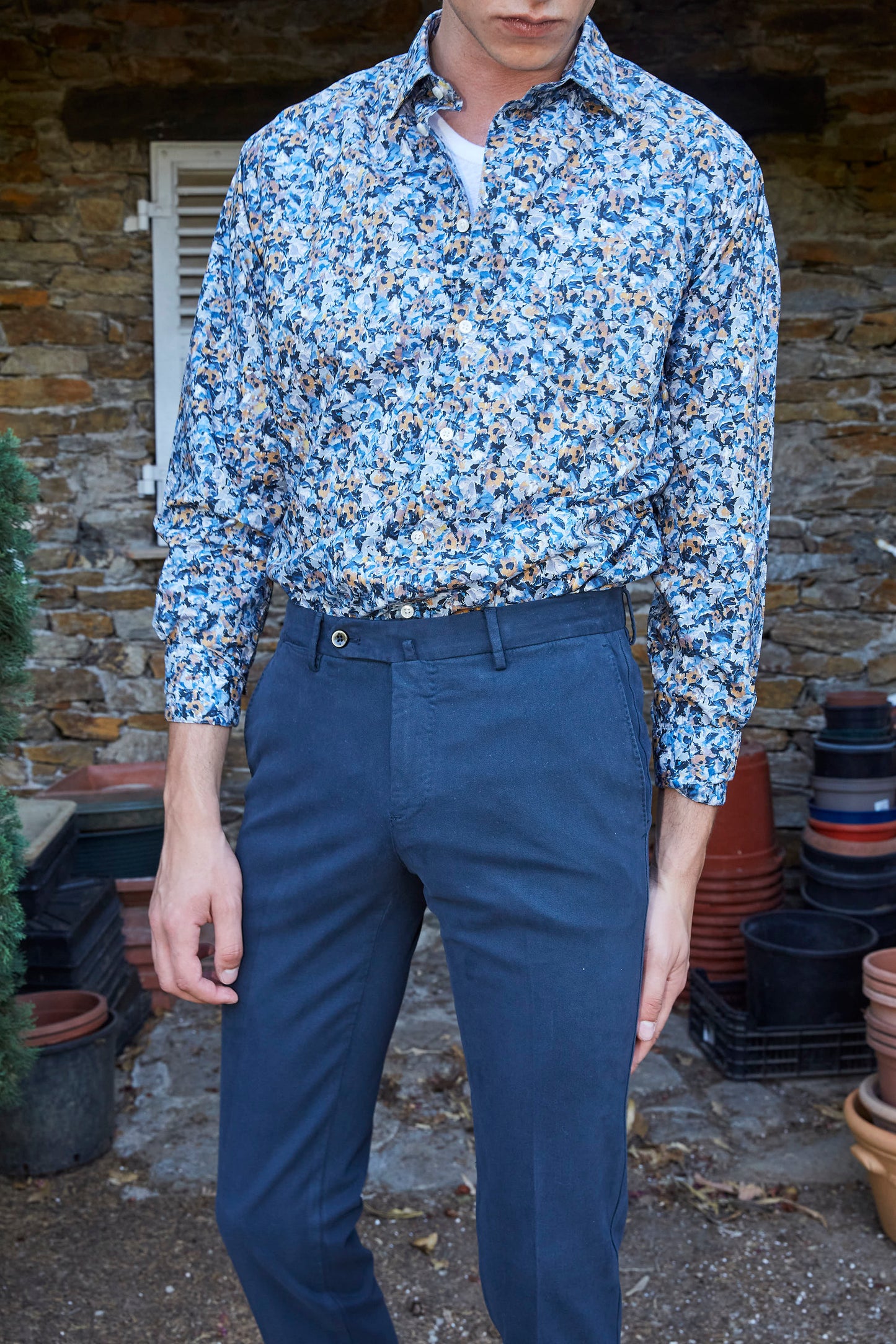 REGULAR SHIRT BLUE FLOWERS