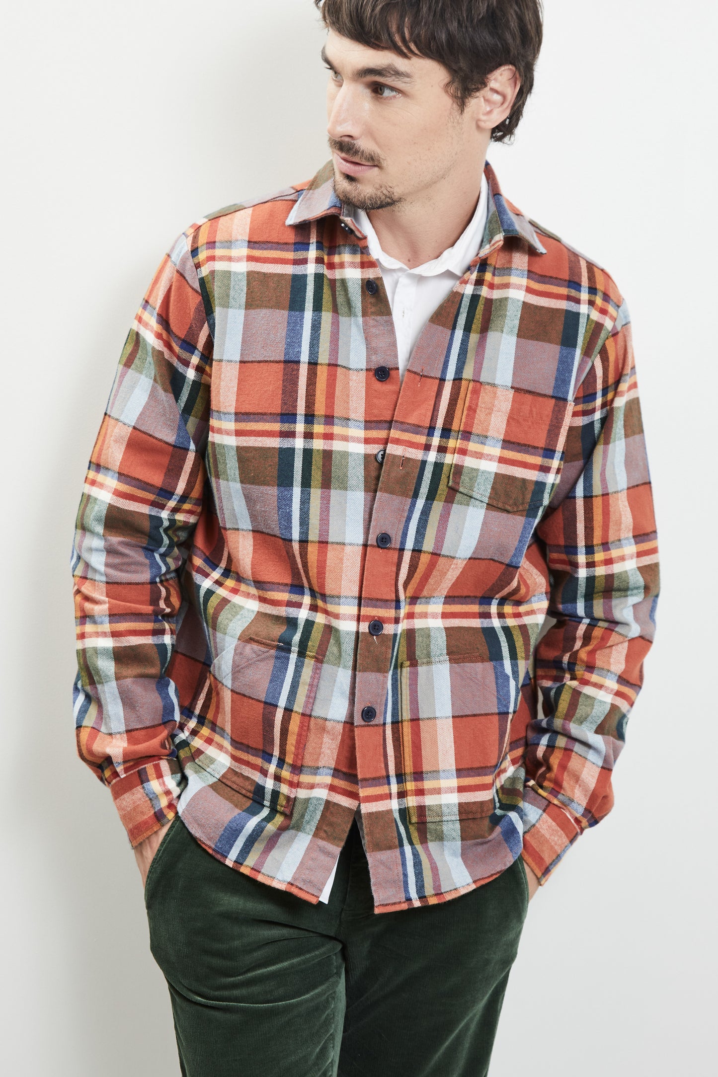 OVER SHIRT ORANGE TARTAN