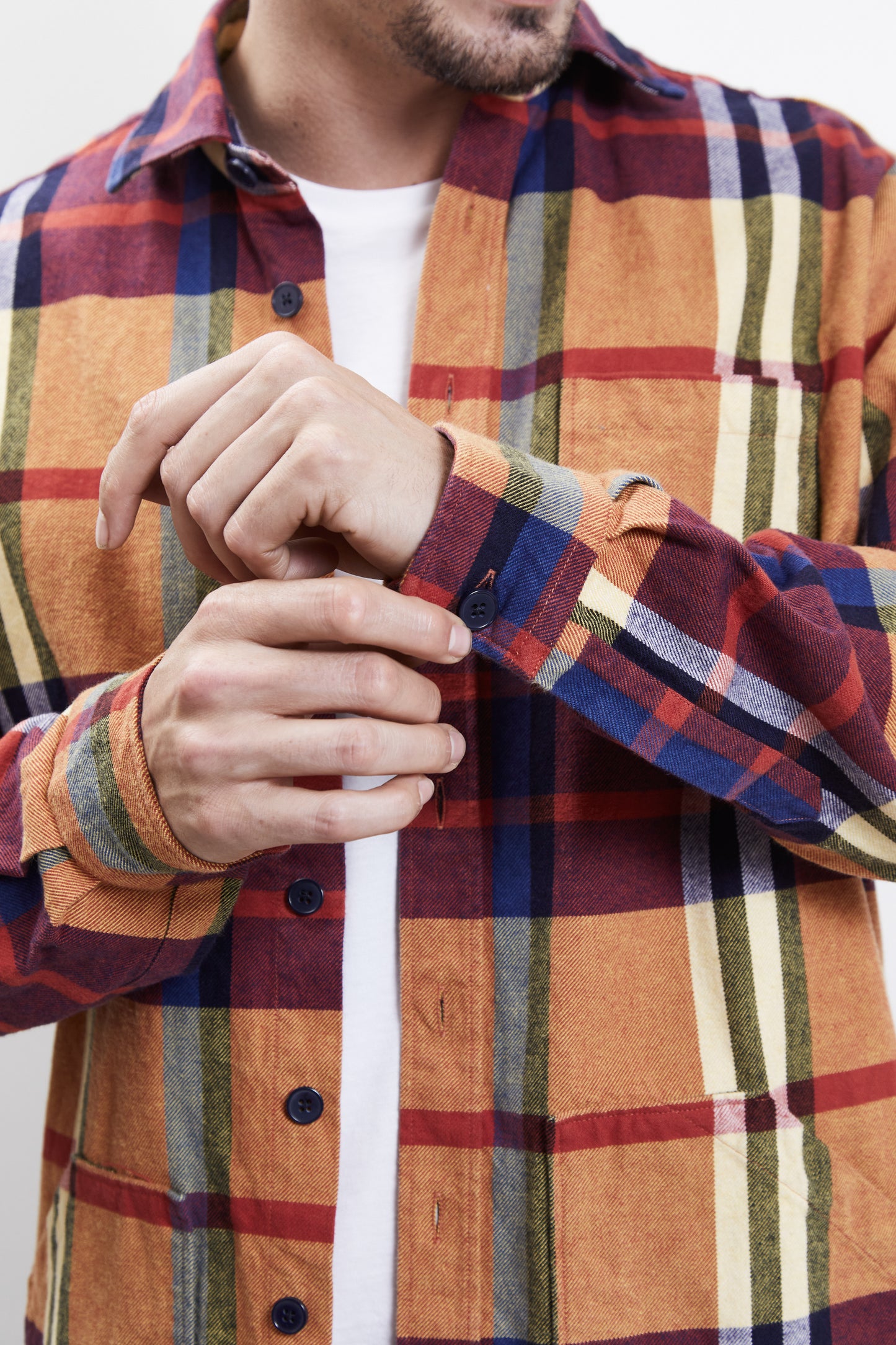 OVER SHIRT ORANGE TARTAN