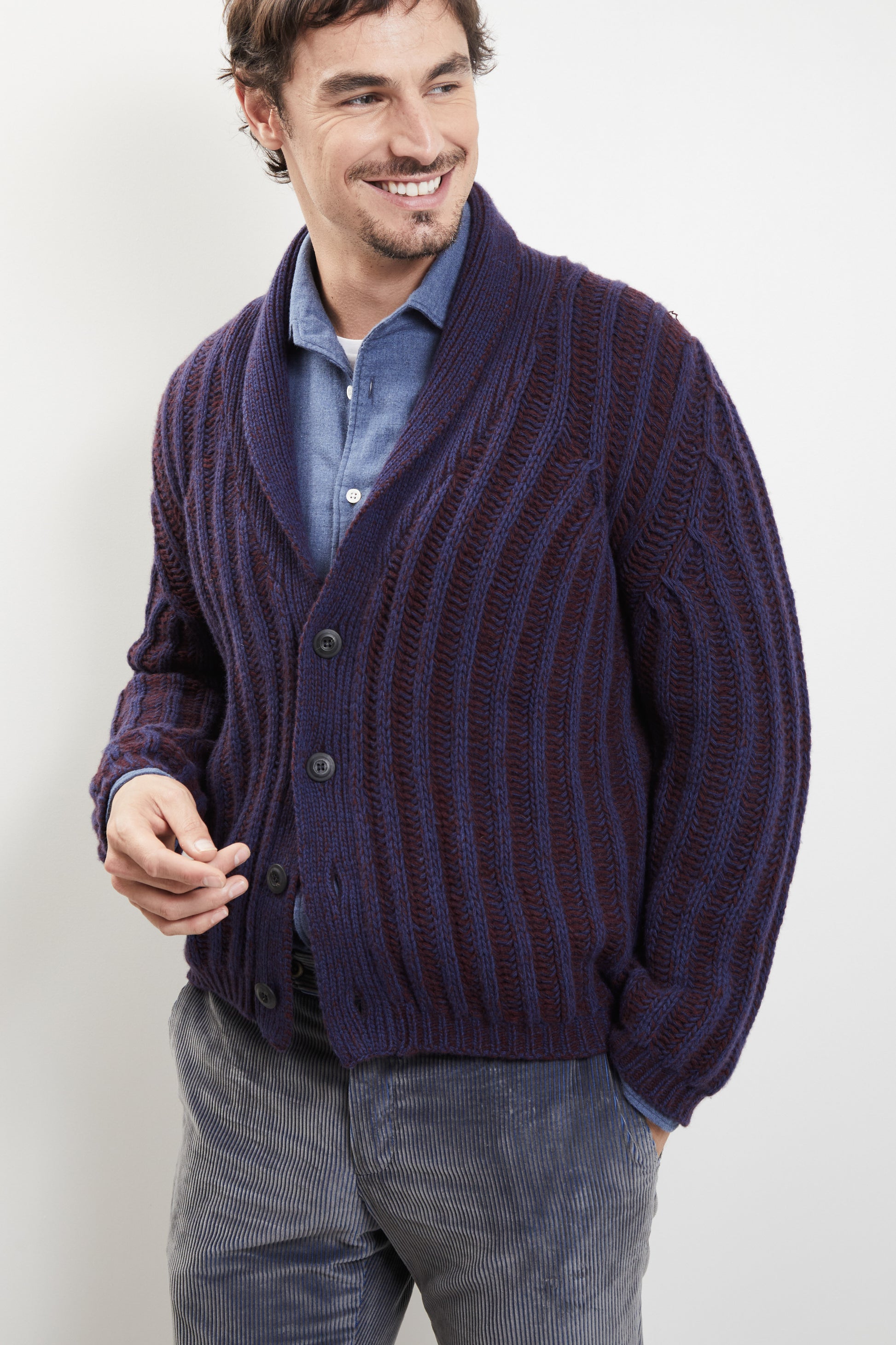 CARDIGAN COL CHALE INDIGO