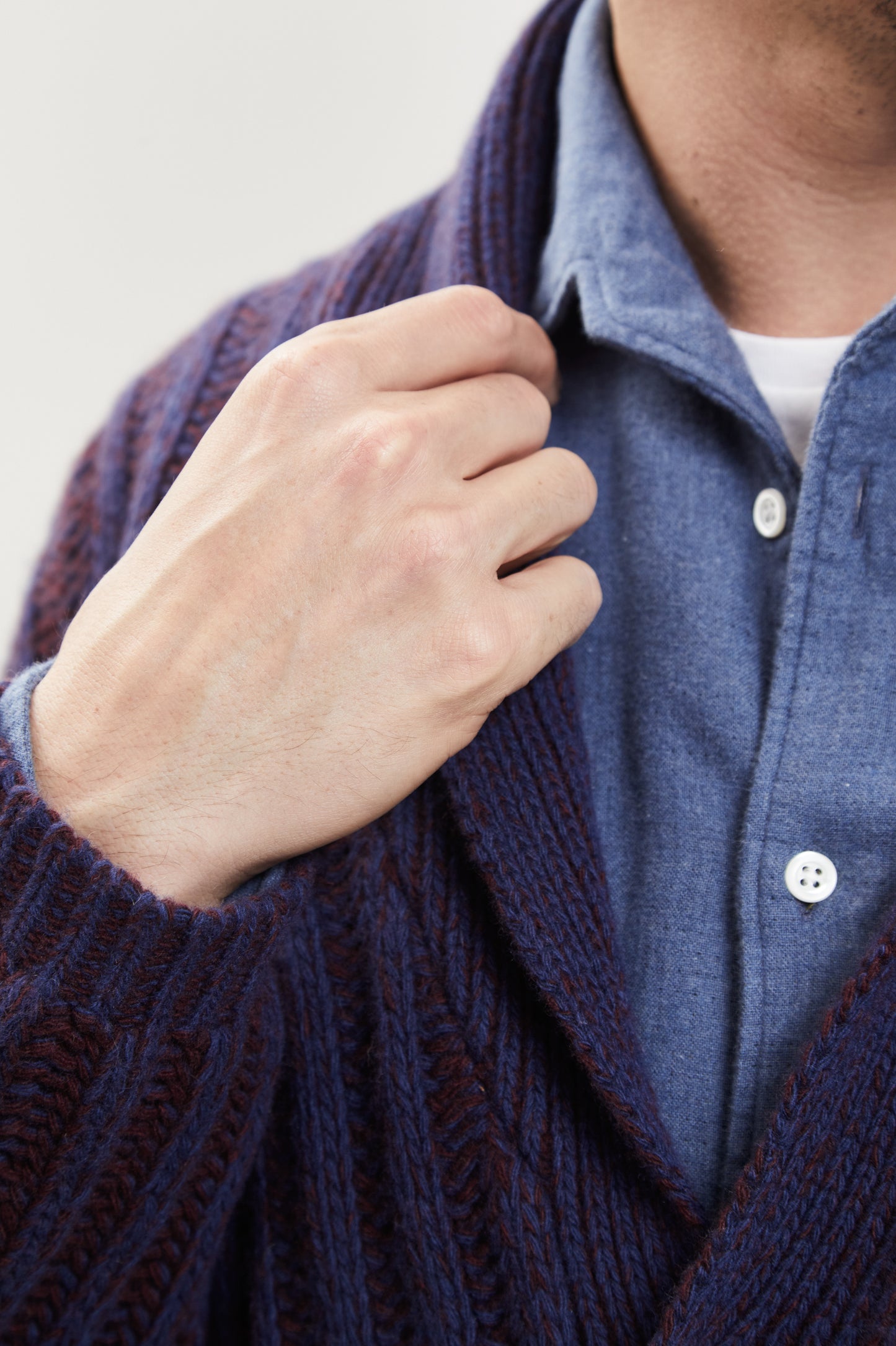 SHAWL COLLAR CARDIGAN INDIGO