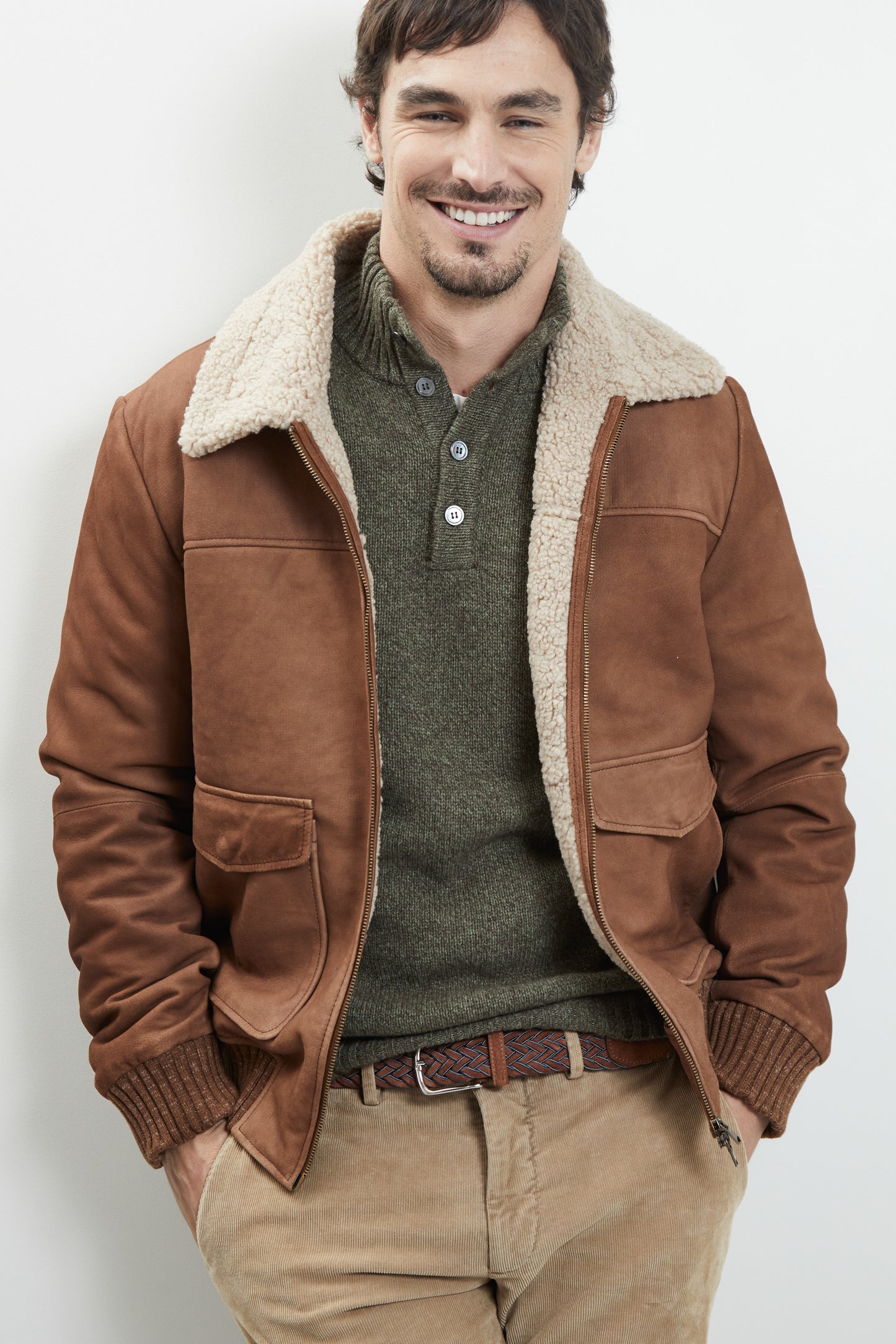 BLOUSON EN CUIR CAMEL