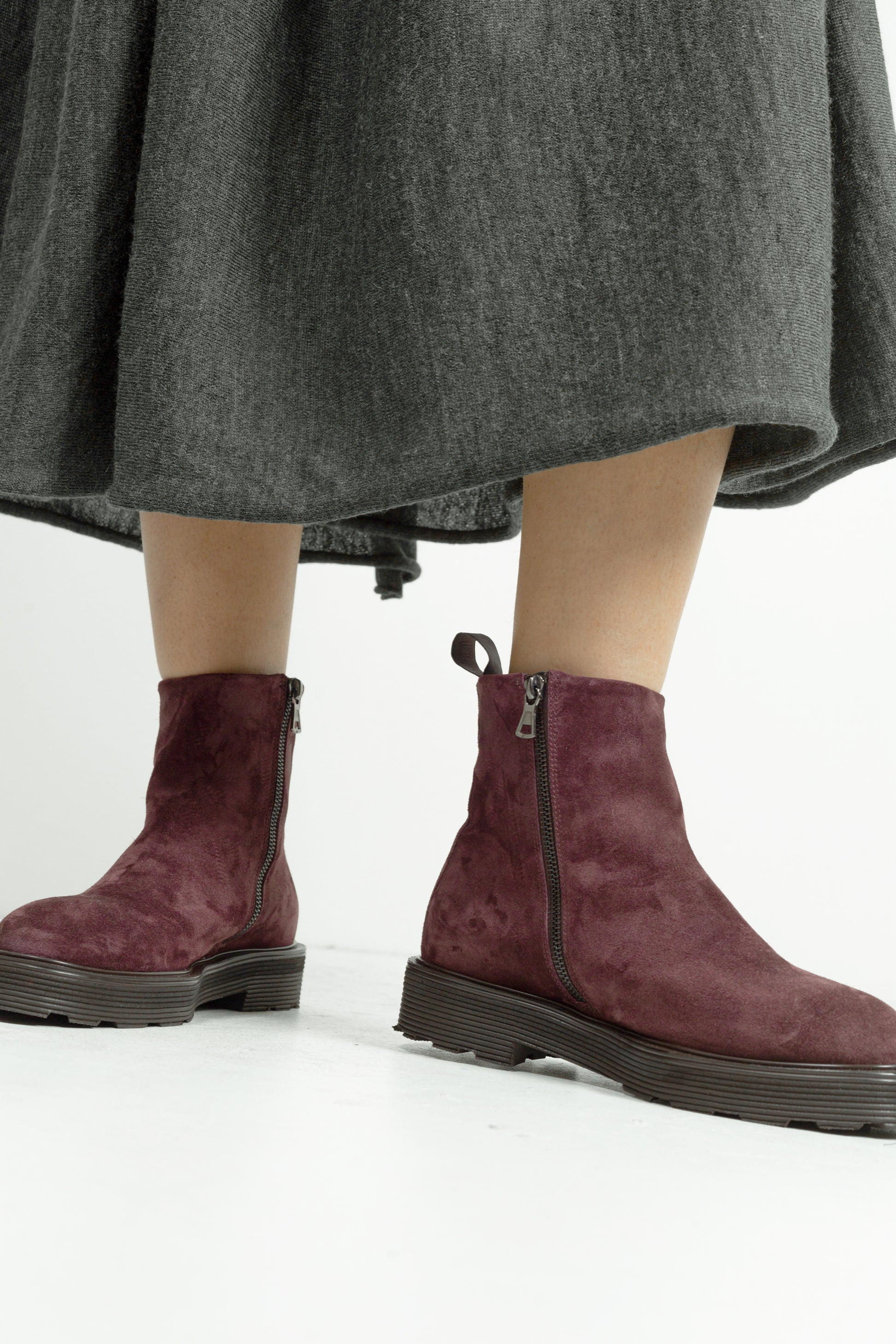 BOOTS EN DAIM BORDEAUX