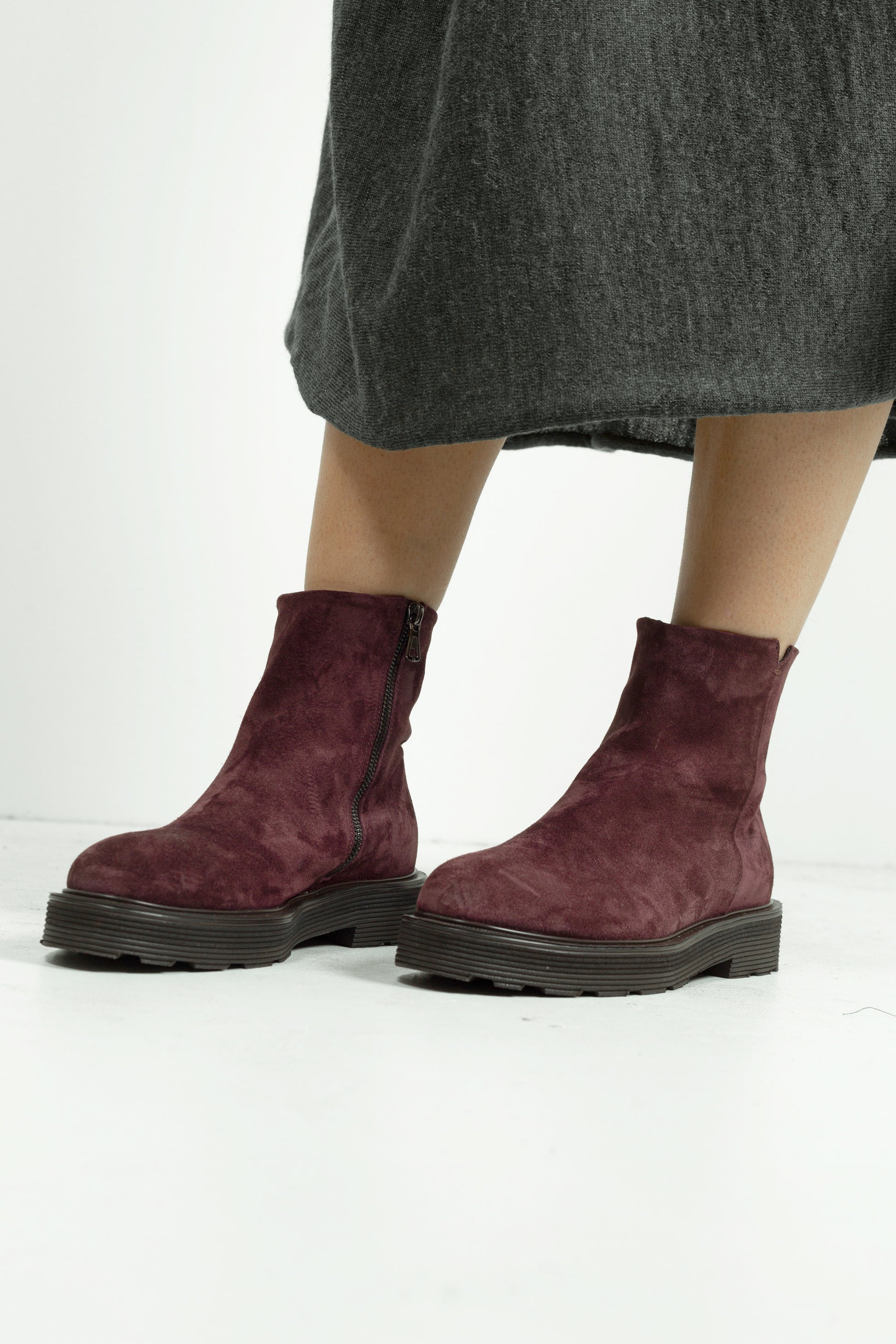 BOOTS EN DAIM BORDEAUX