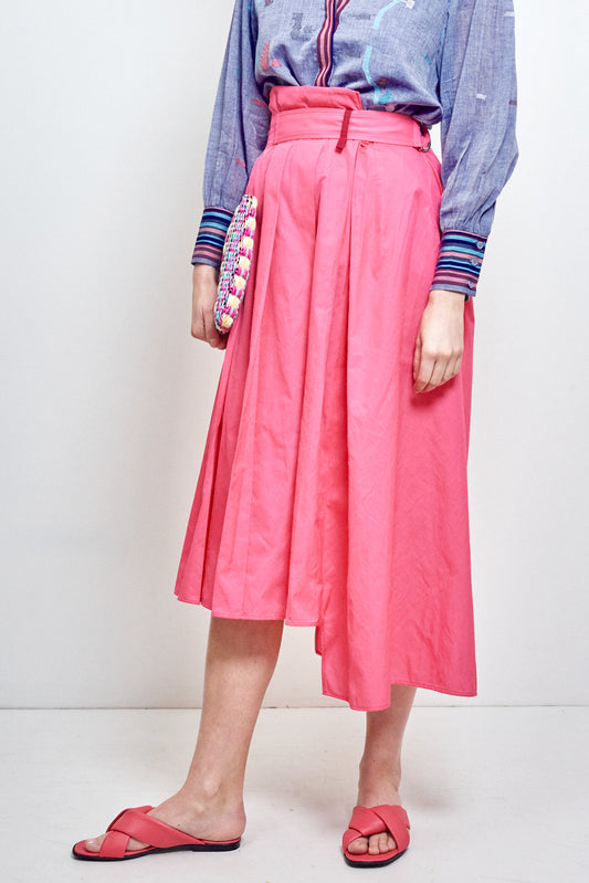 POPLIN WRAPPED DRESS FUCHSIA