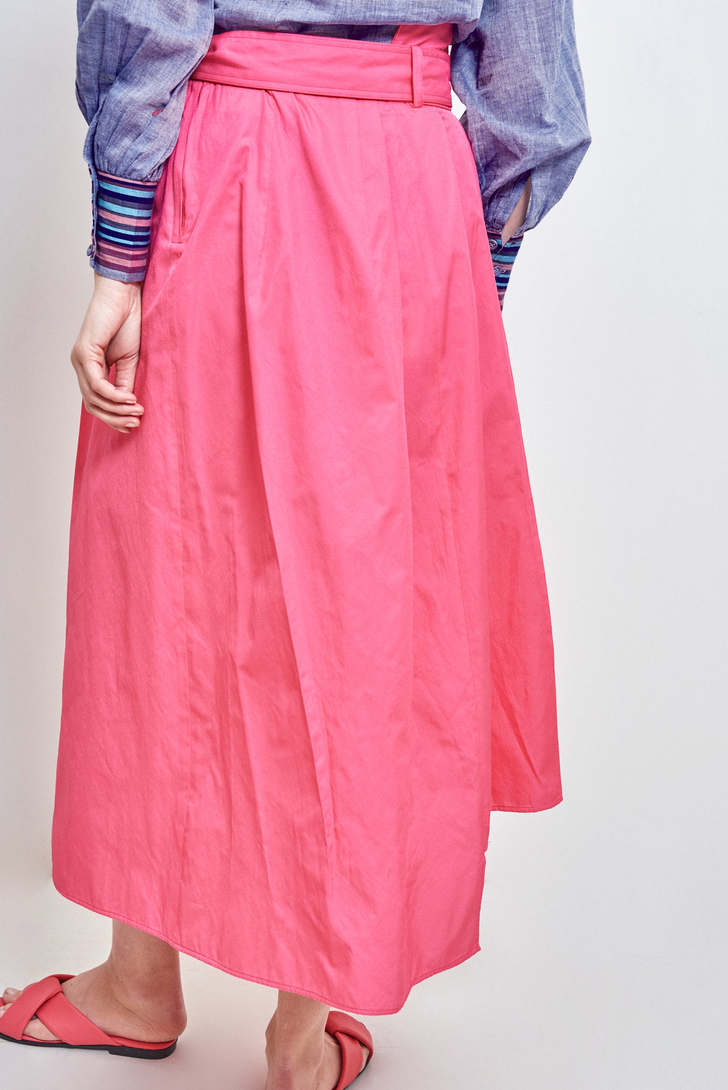 POPLIN WRAPPED DRESS FUCHSIA