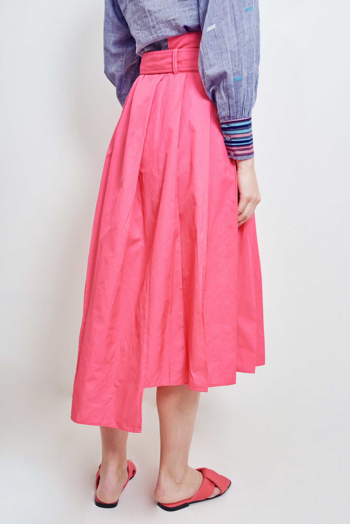 POPLIN WRAPPED DRESS FUCHSIA