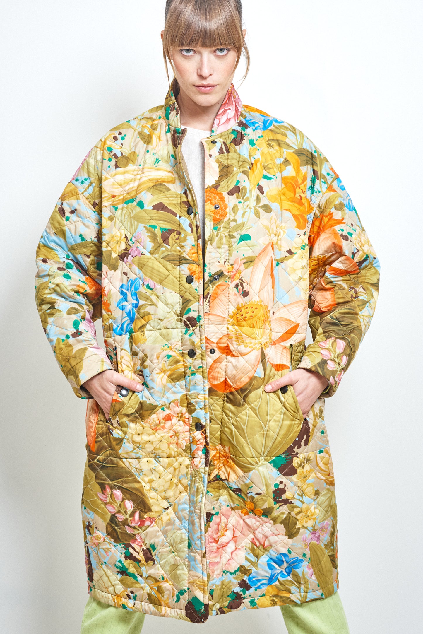 PRINTED PUFFY COAT MULTICOLORED