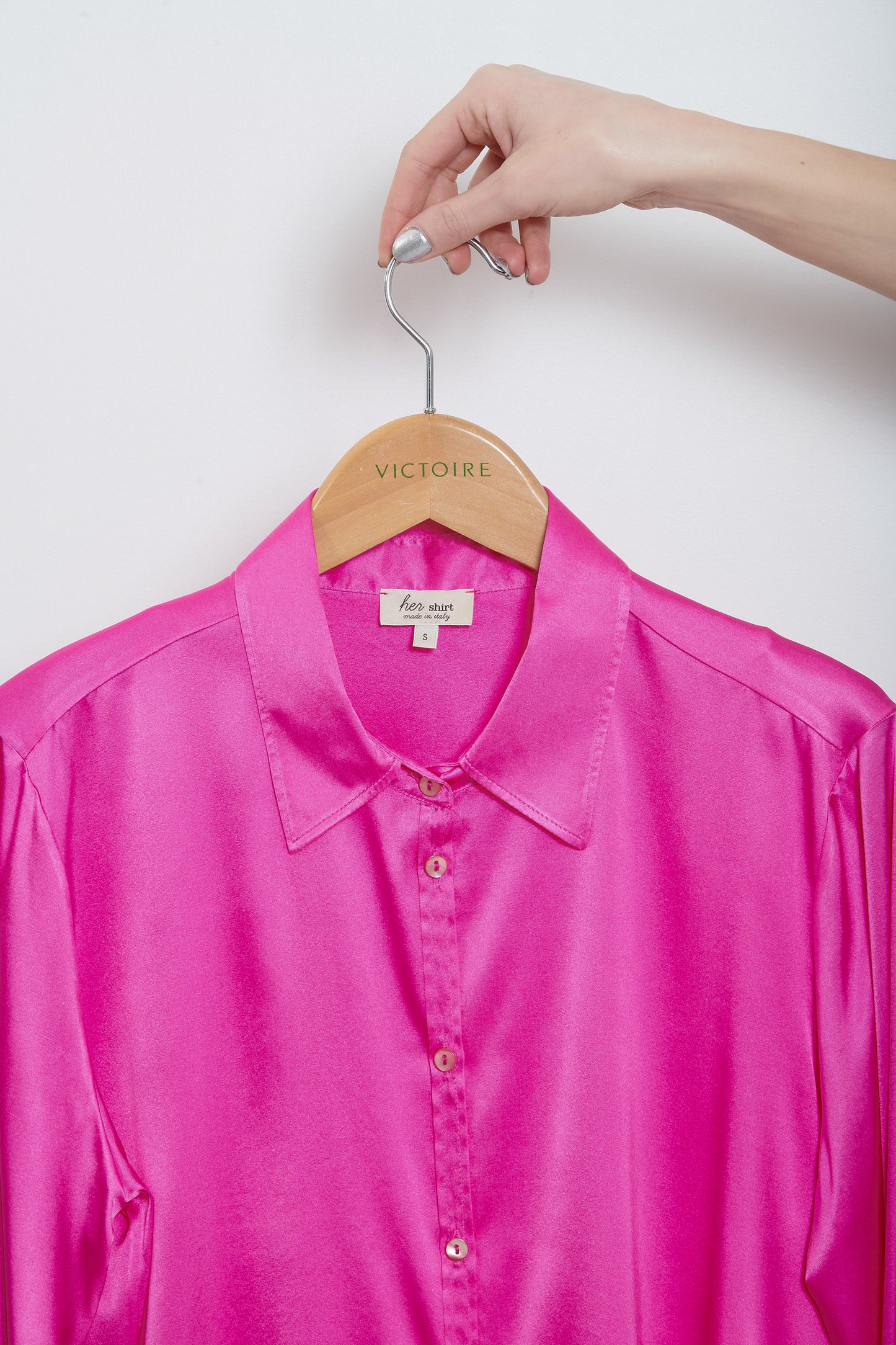 CHEMISE COURTE EN SOIE FUCHSIA