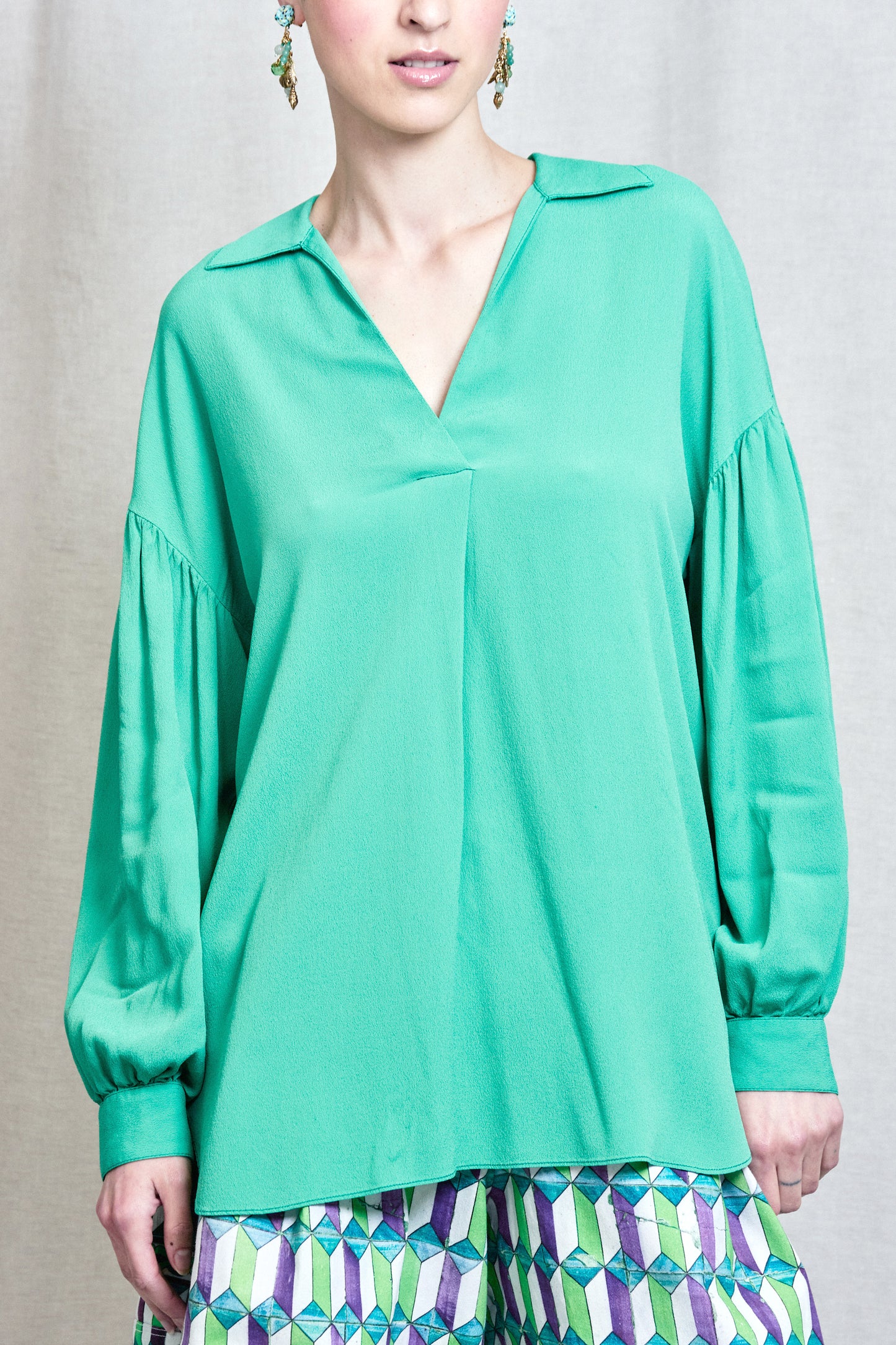 SILK POLO TOP MINT